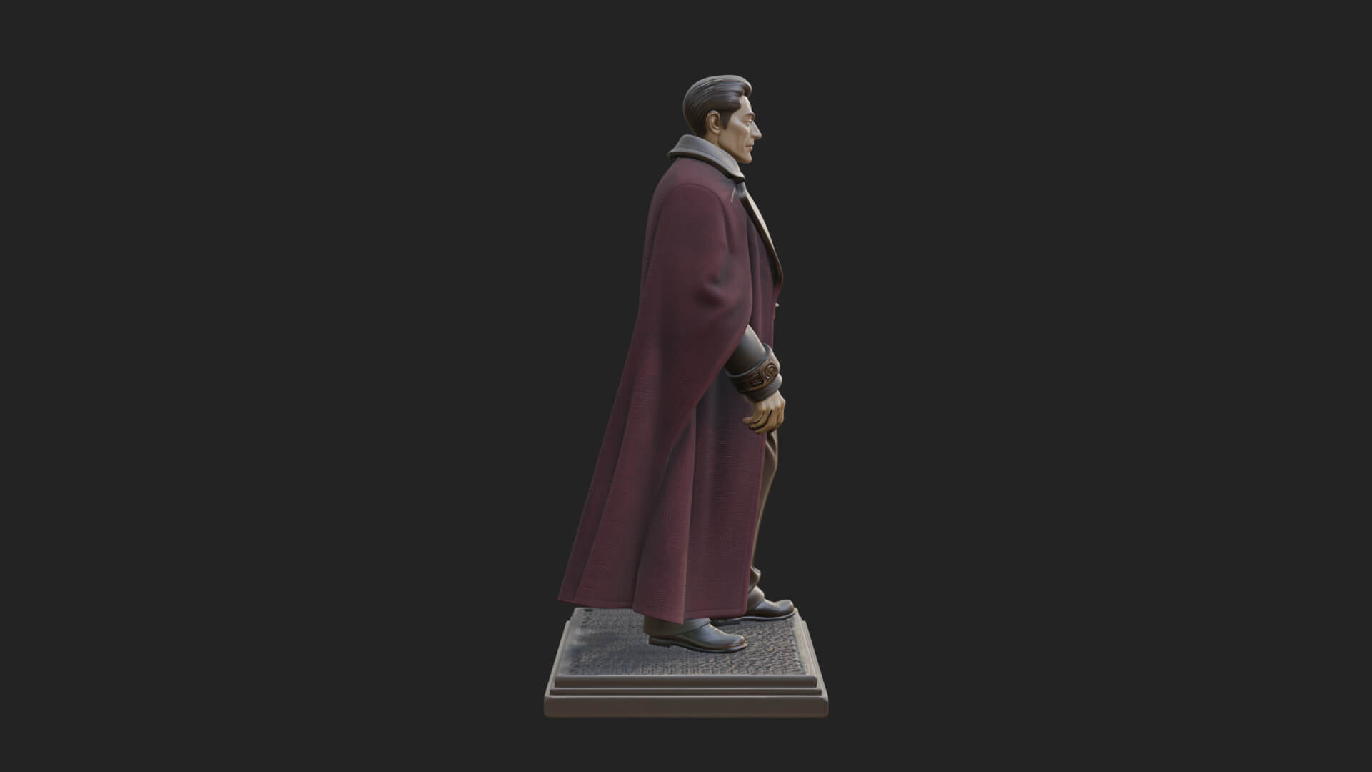 Long Coat Caped Man Statue Design 2 3D Print Model 3D Model