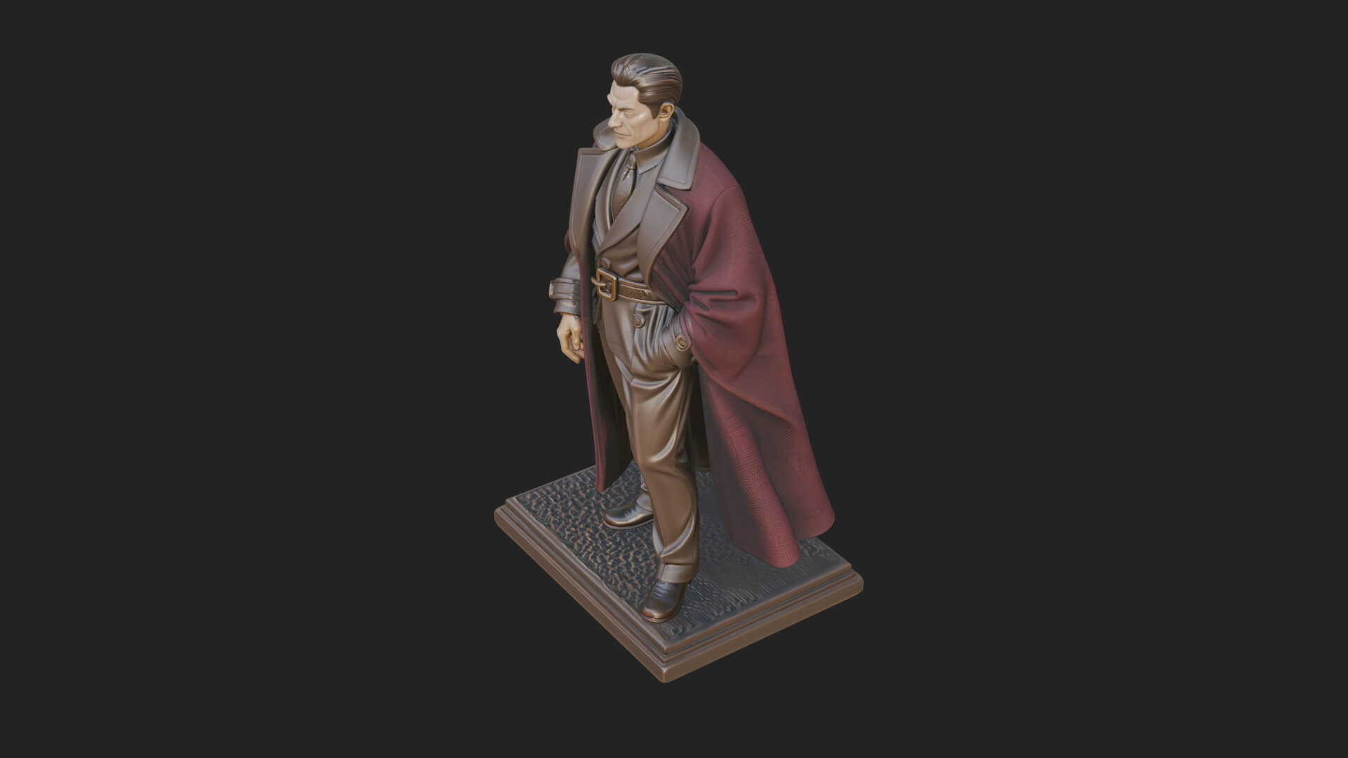 Long Coat Caped Man Statue Design 2 3D Print Model 3D Model