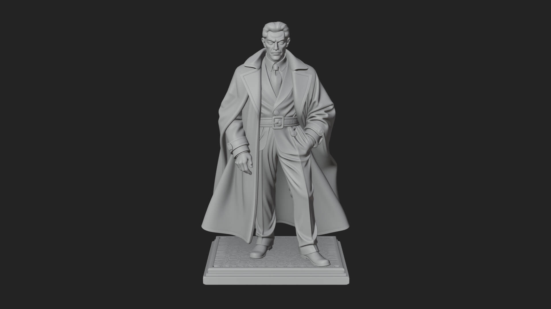 Long Coat Caped Man Statue Design 2 3D Print Model 3D Model