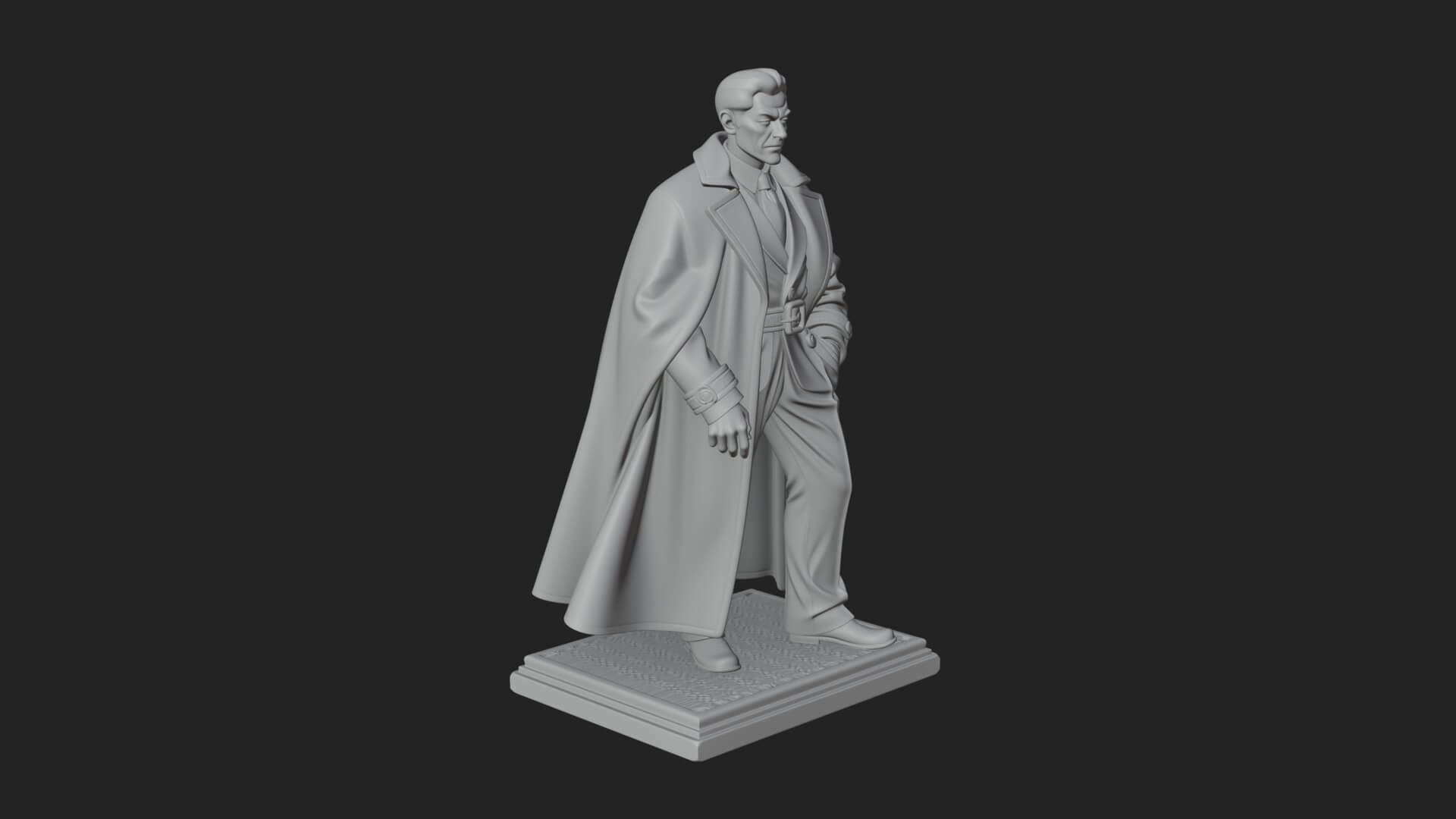 Long Coat Caped Man Statue Design 2 3D Print Model 3D Model