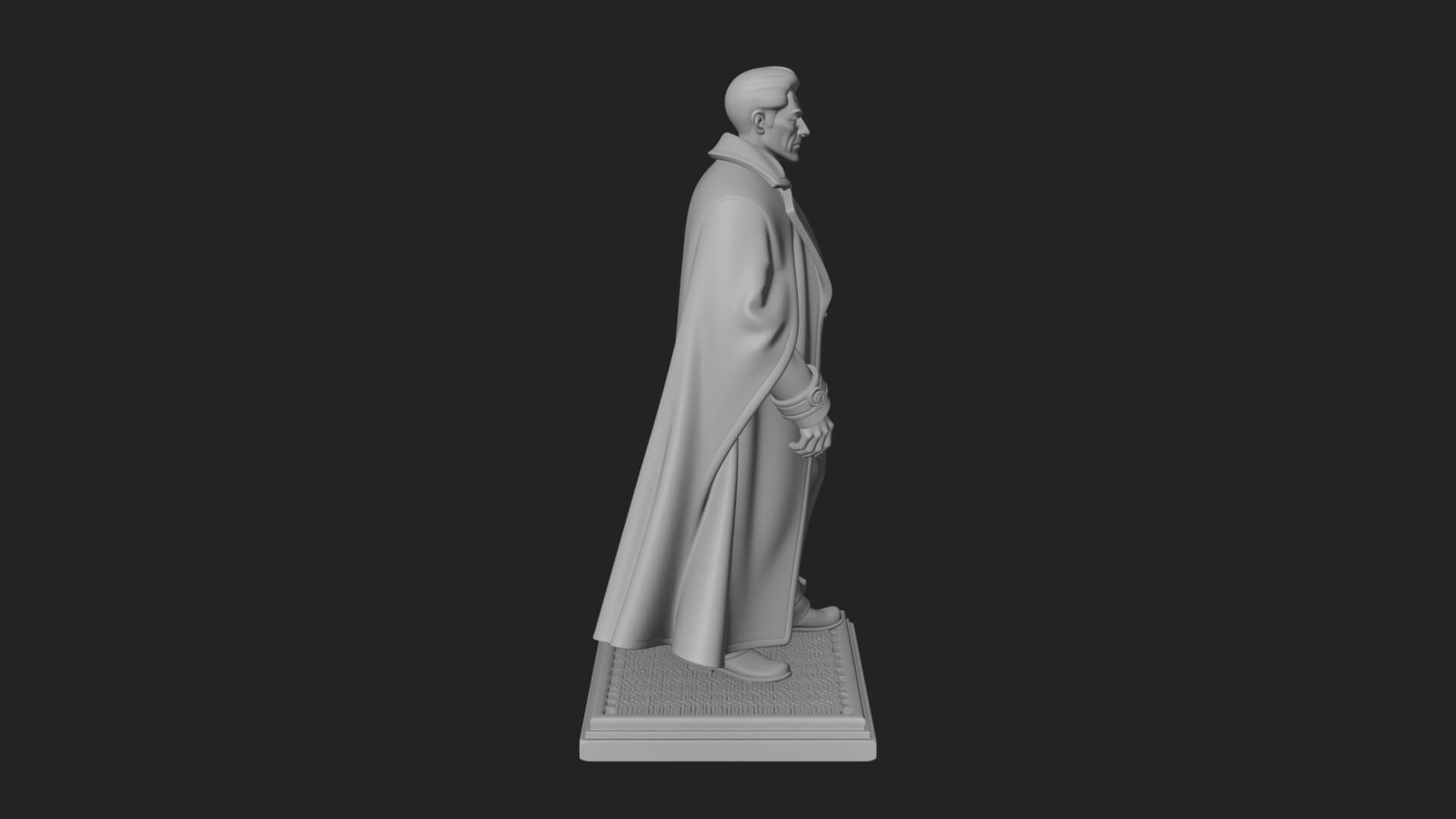 Long Coat Caped Man Statue Design 2 3D Print Model 3D Model