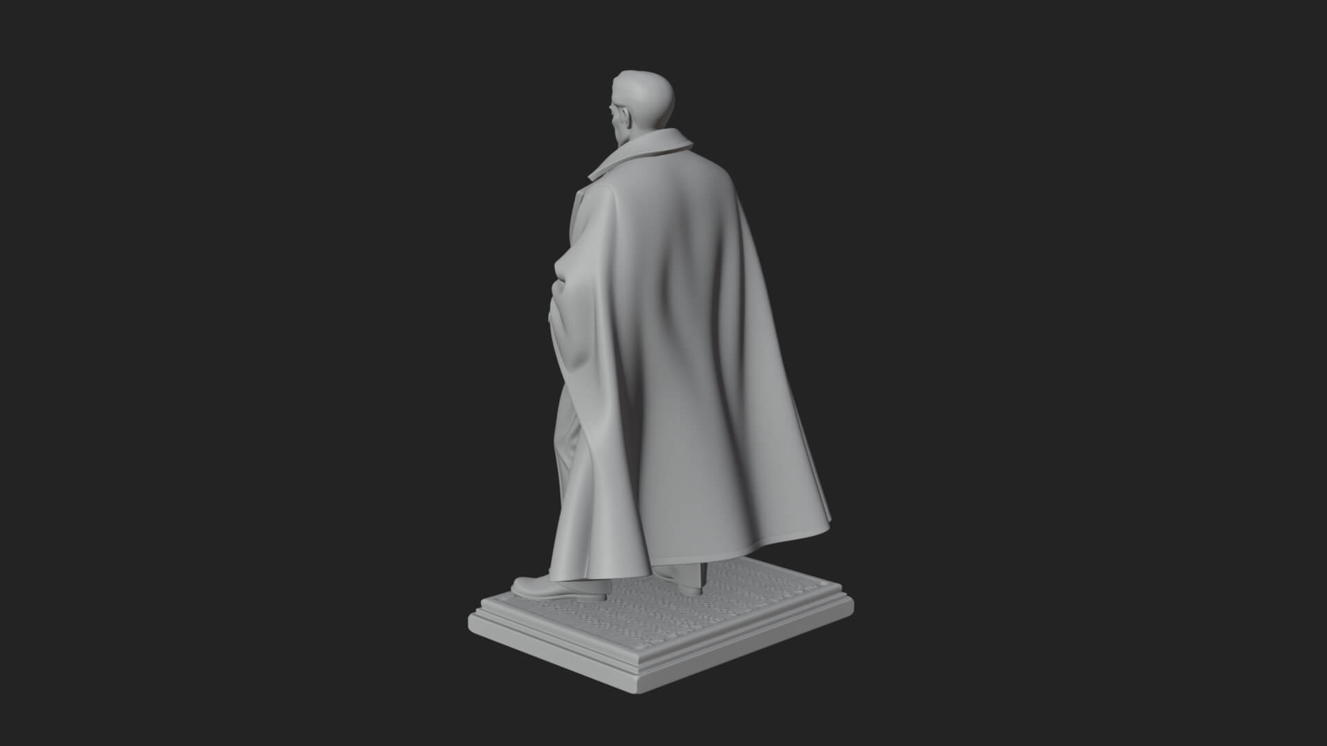 Long Coat Caped Man Statue Design 2 3D Print Model 3D Model