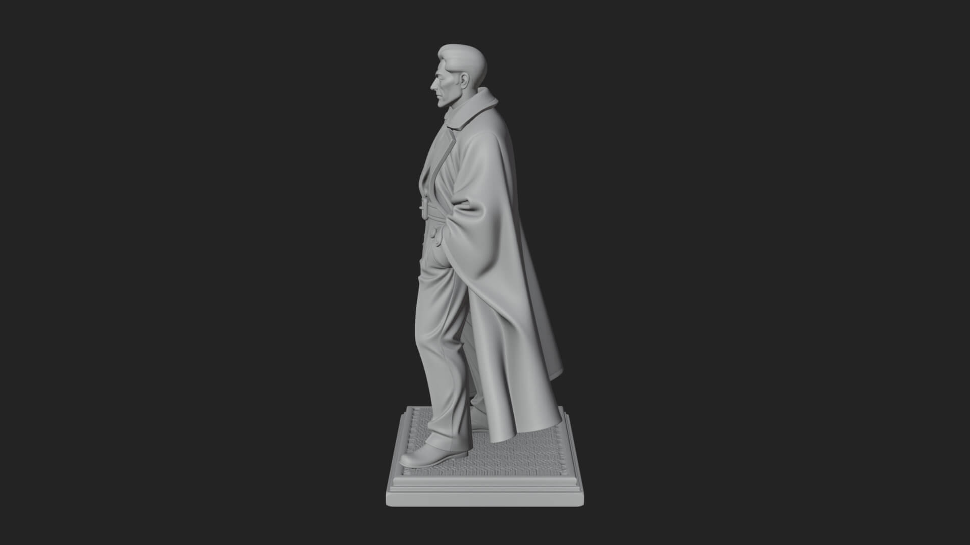 Long Coat Caped Man Statue Design 2 3D Print Model 3D Model