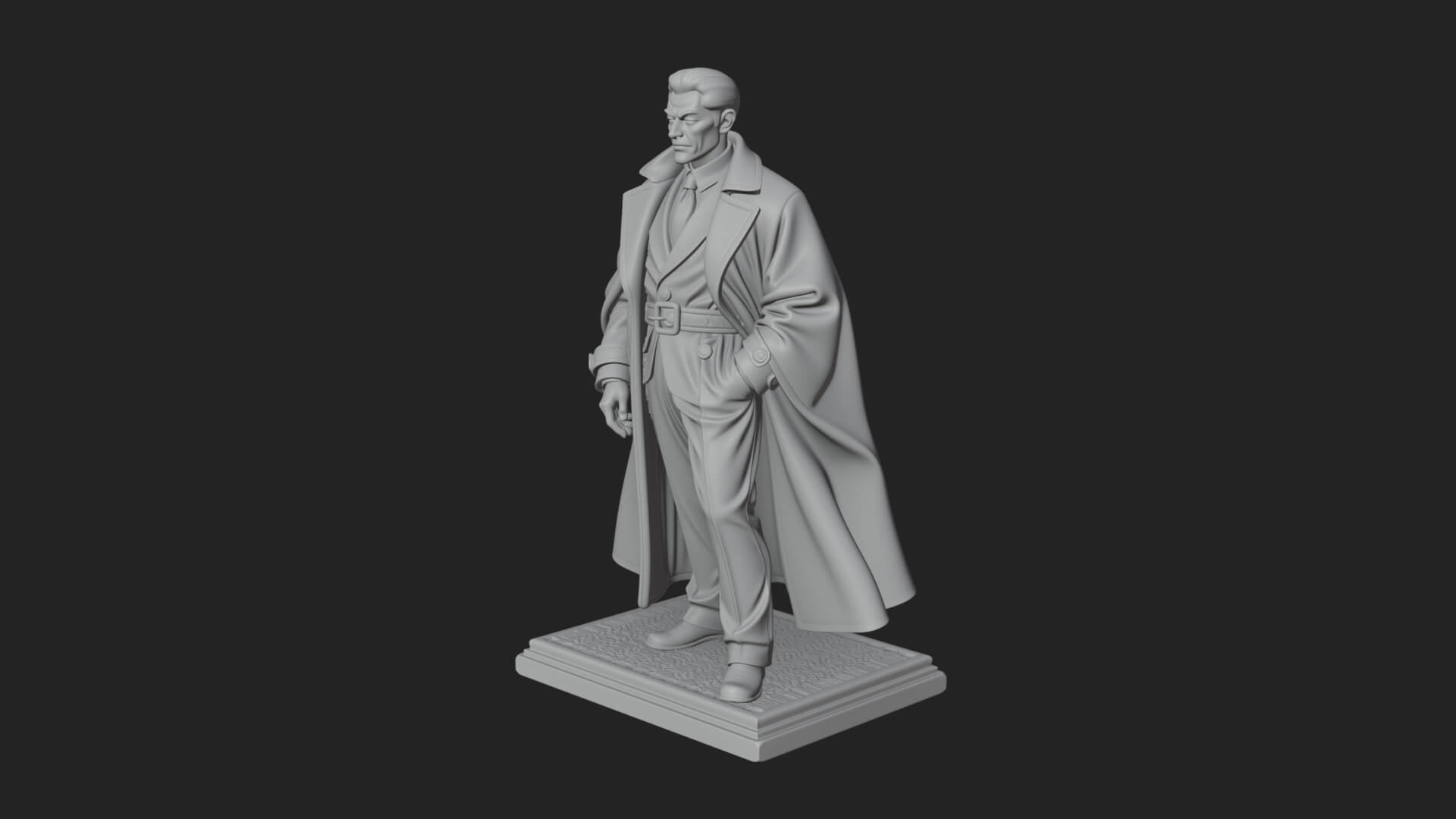 Long Coat Caped Man Statue Design 2 3D Print Model 3D Model