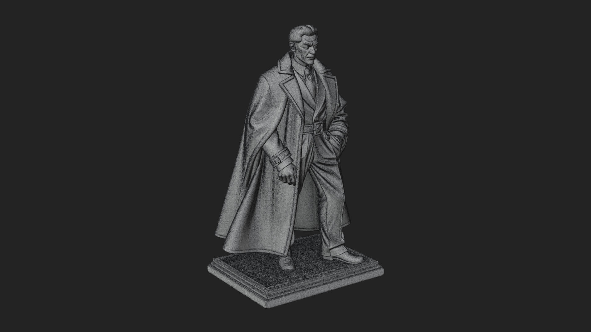 Long Coat Caped Man Statue Design 2 3D Print Model 3D Model