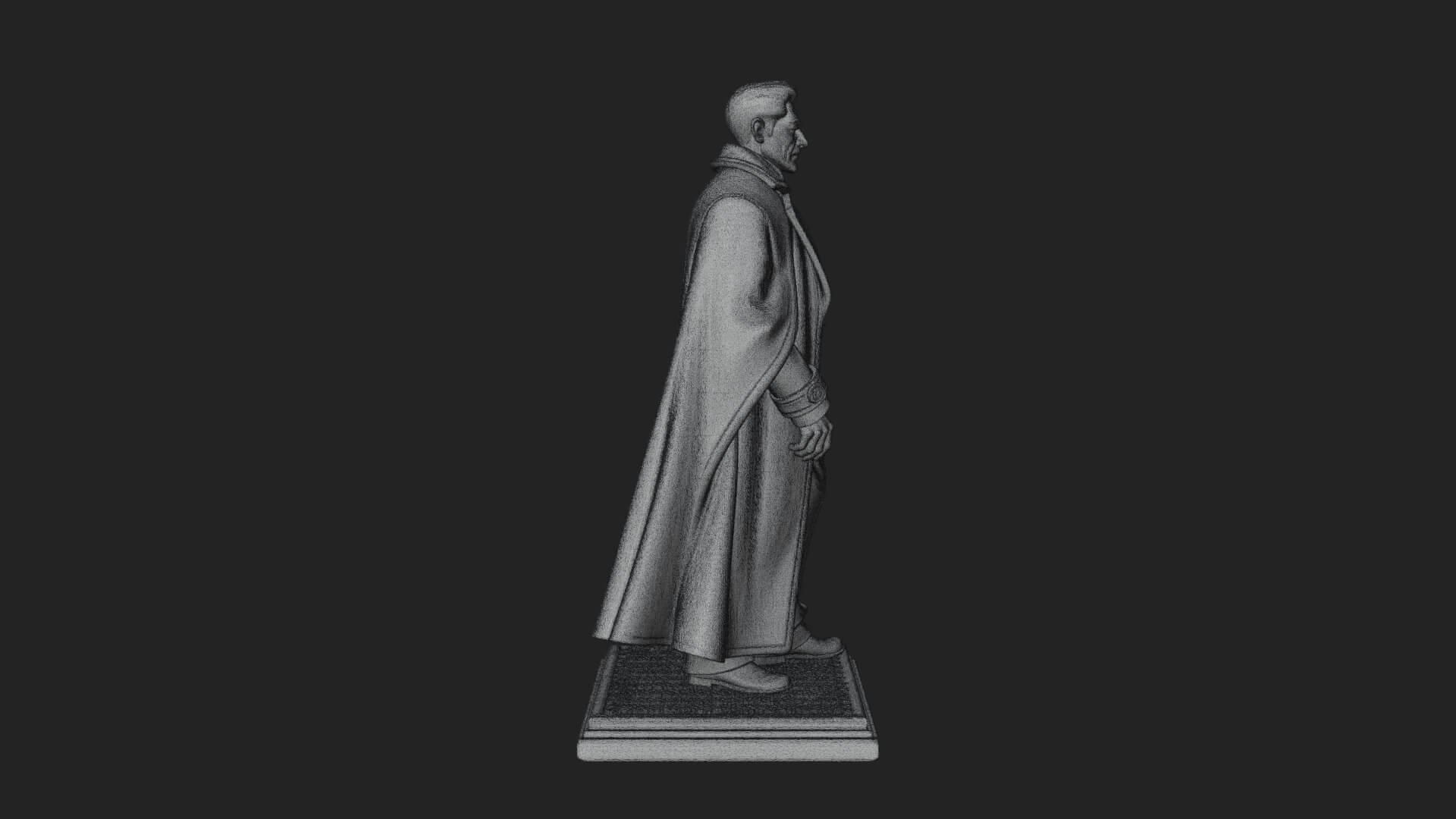 Long Coat Caped Man Statue Design 2 3D Print Model 3D Model