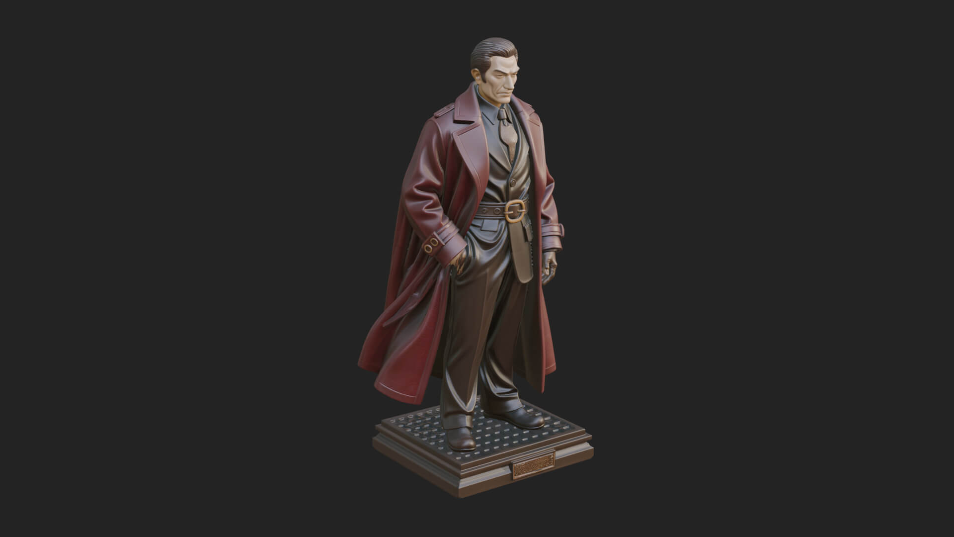 Long Coat Caped Man Statue Design 3 3D Print Model 3D Model