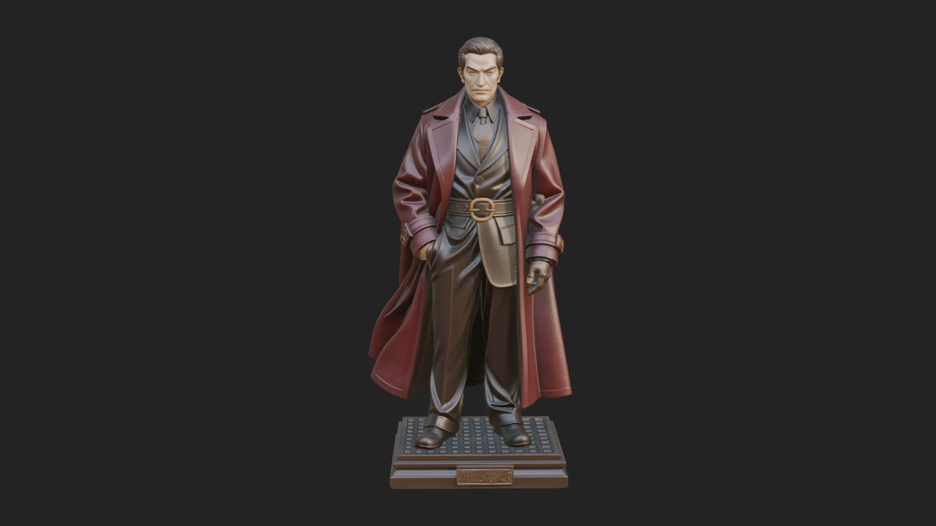 Long Coat Caped Man Statue Design 3 3D Print Model 3D Model