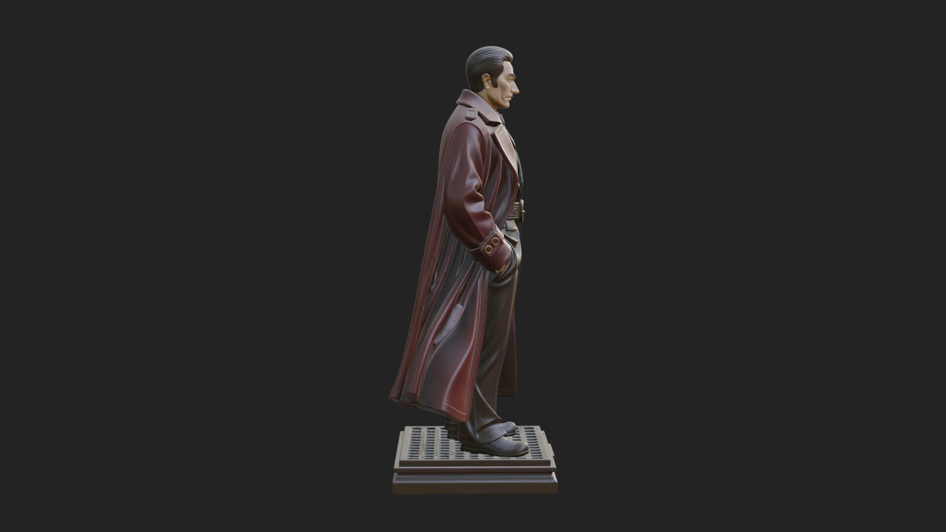 Long Coat Caped Man Statue Design 3 3D Print Model 3D Model