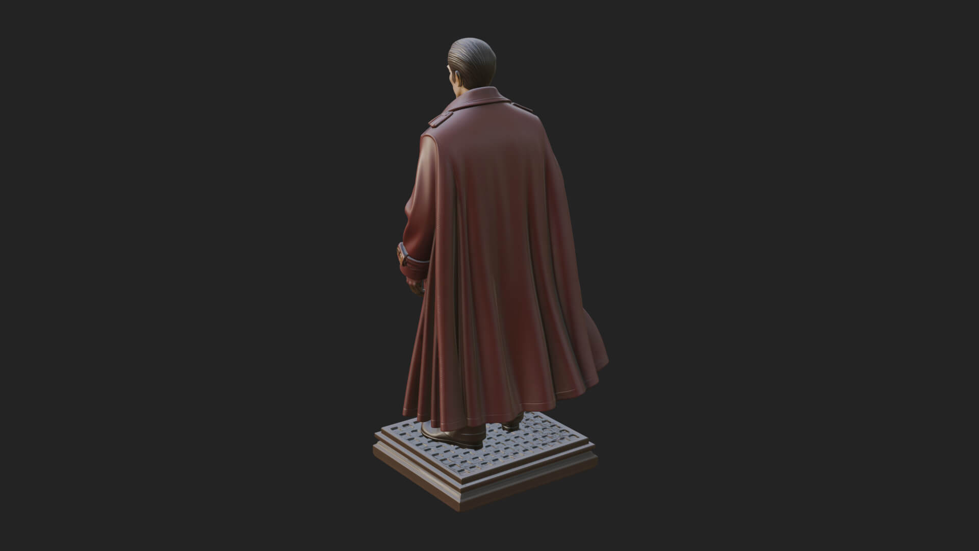 Long Coat Caped Man Statue Design 3 3D Print Model 3D Model