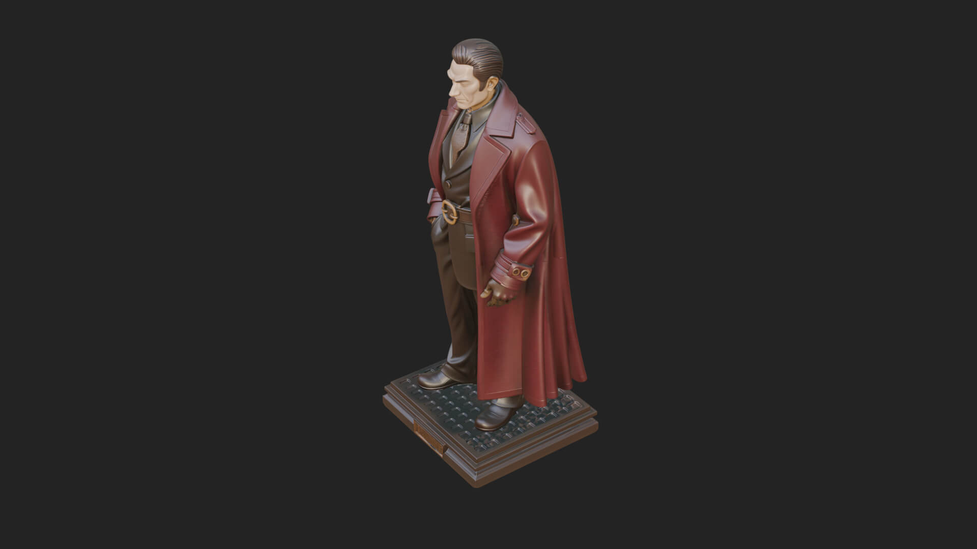 Long Coat Caped Man Statue Design 3 3D Print Model 3D Model