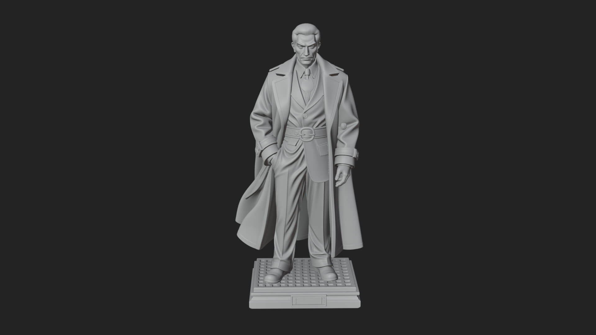 Long Coat Caped Man Statue Design 3 3D Print Model 3D Model