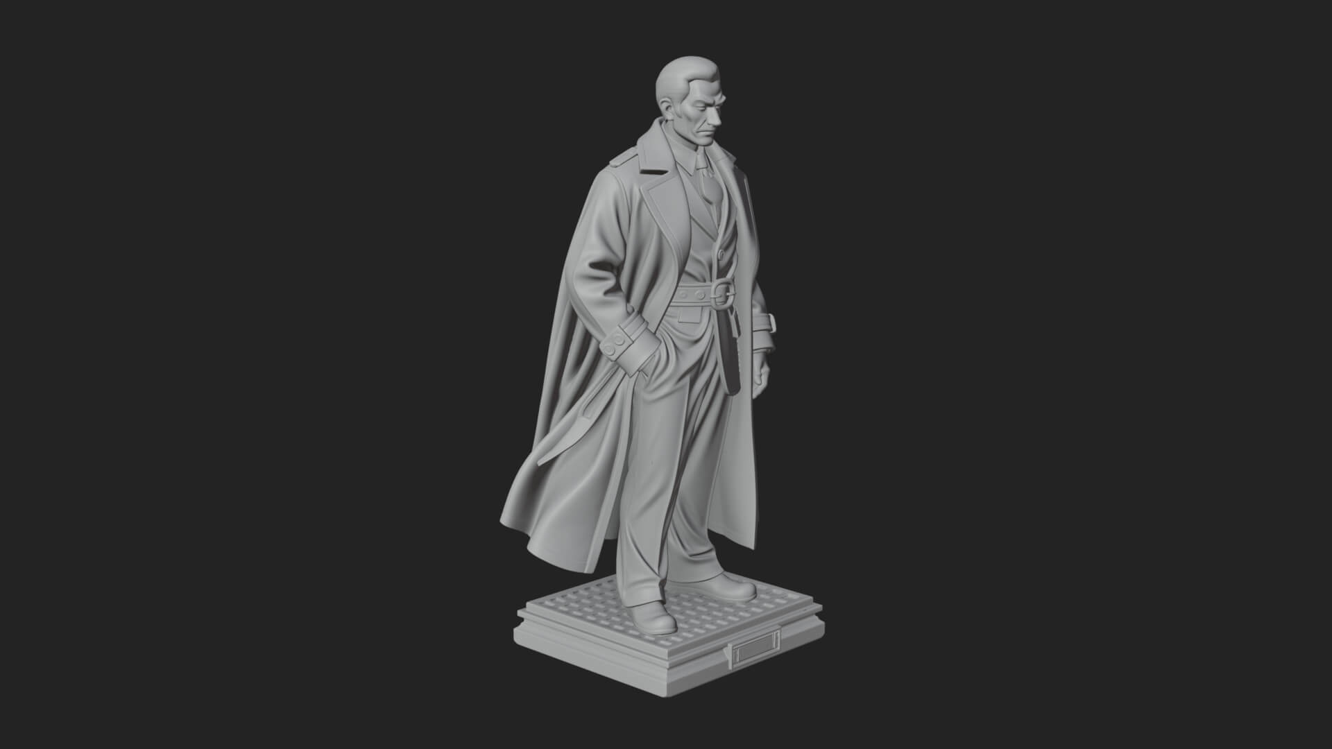Long Coat Caped Man Statue Design 3 3D Print Model 3D Model