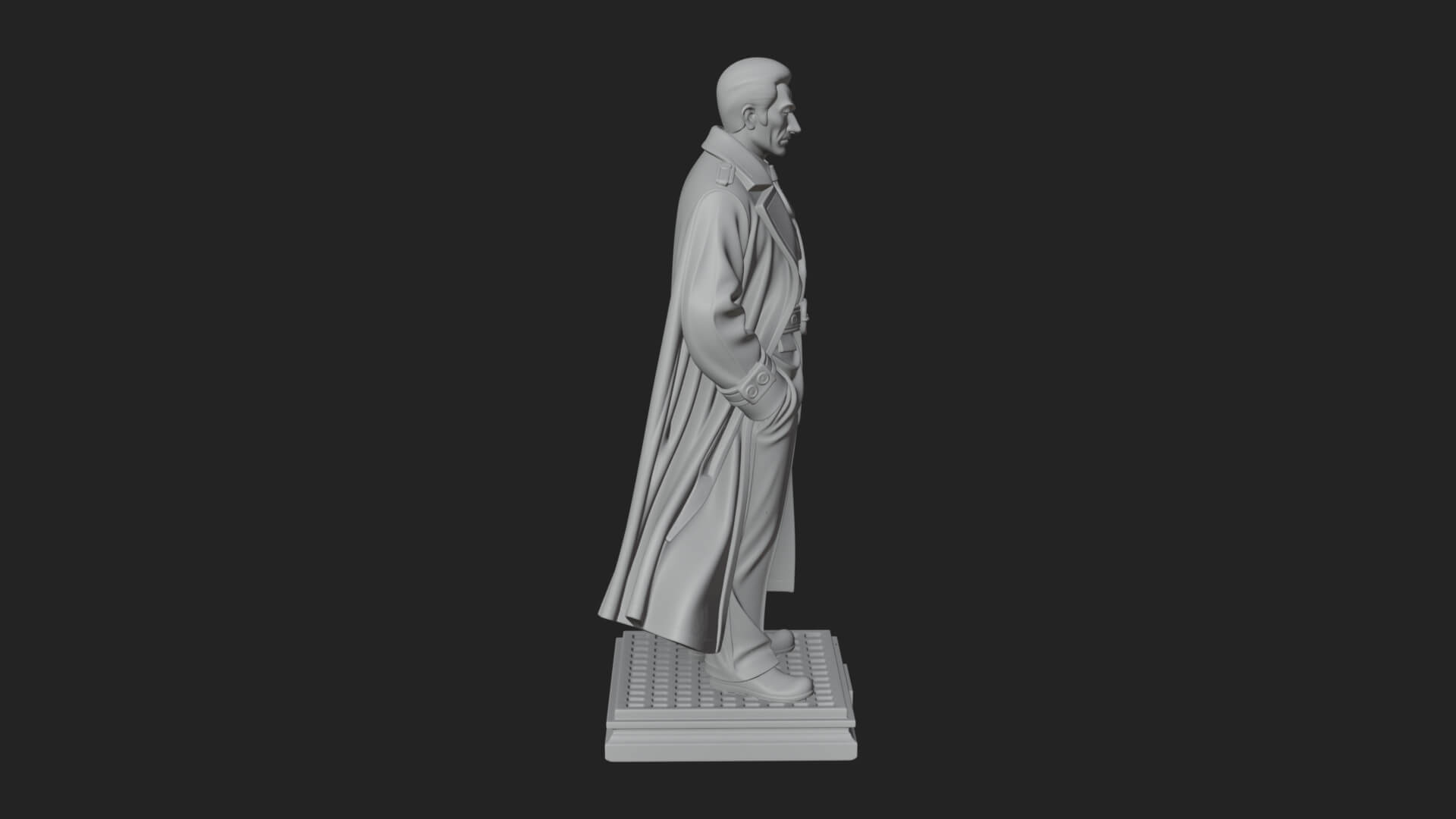 Long Coat Caped Man Statue Design 3 3D Print Model 3D Model