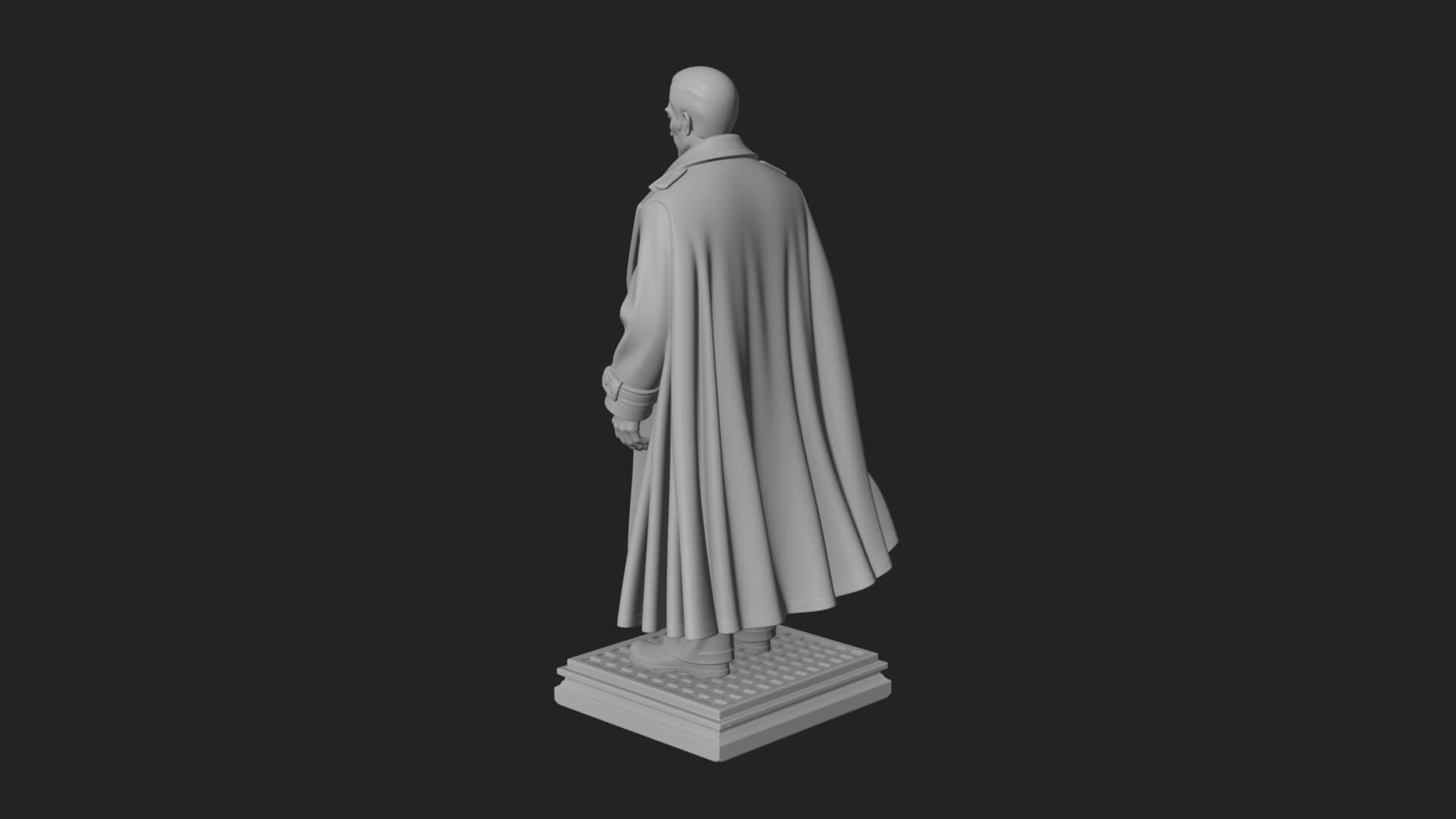 Long Coat Caped Man Statue Design 3 3D Print Model 3D Model