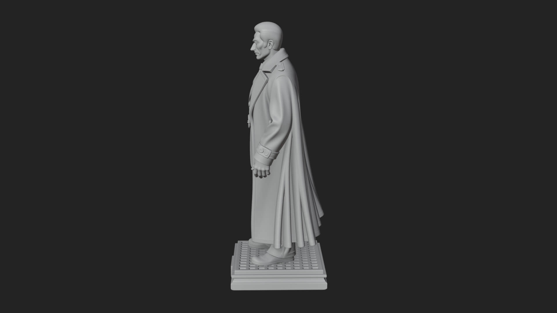 Long Coat Caped Man Statue Design 3 3D Print Model 3D Model