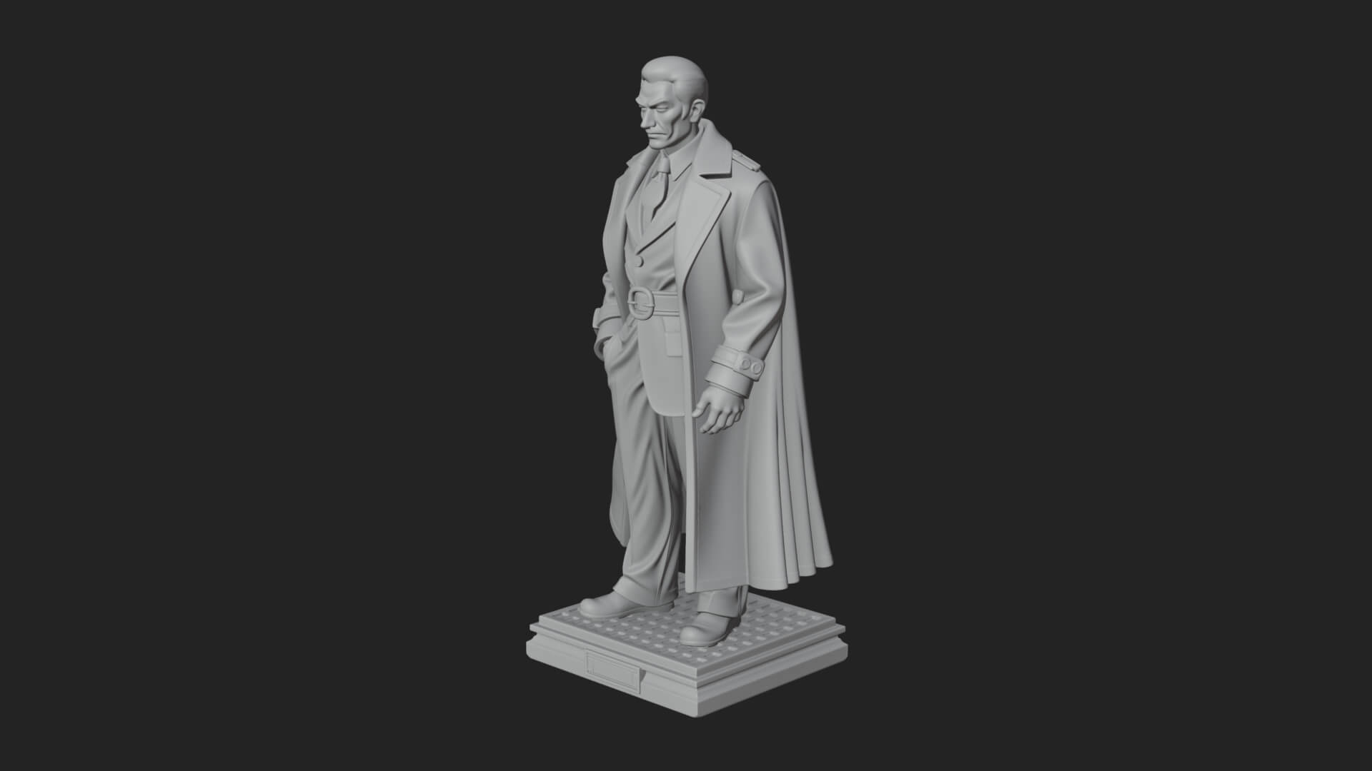 Long Coat Caped Man Statue Design 3 3D Print Model 3D Model