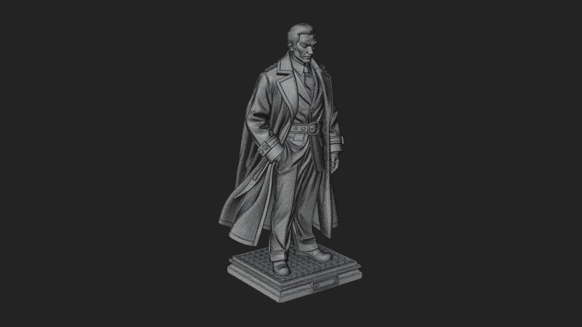 Long Coat Caped Man Statue Design 3 3D Print Model 3D Model