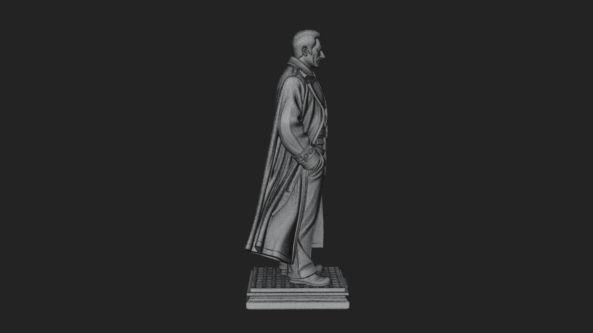 Long Coat Caped Man Statue Design 3 3D Print Model 3D Model