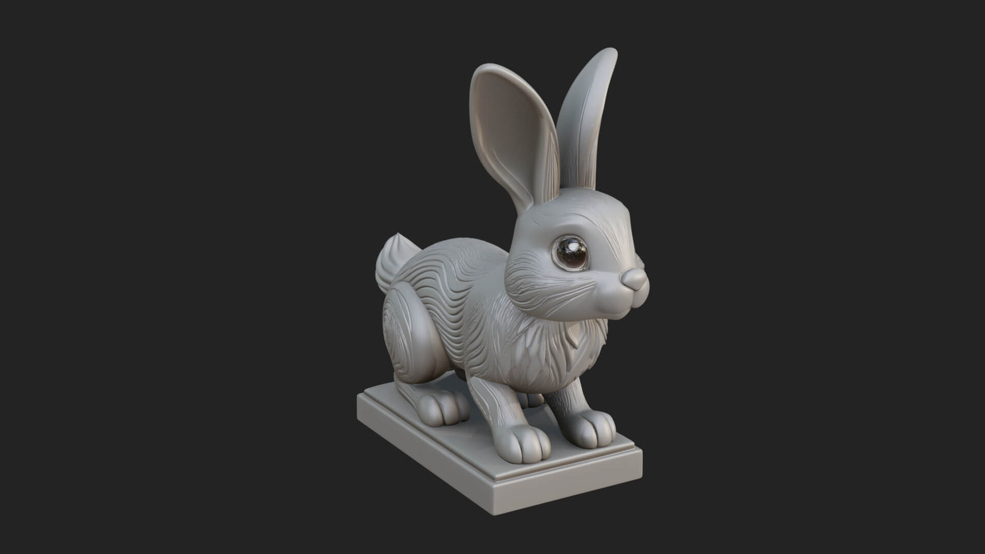 Long Eared Rabbit Statue Design 1 3D Print Model 3D Model