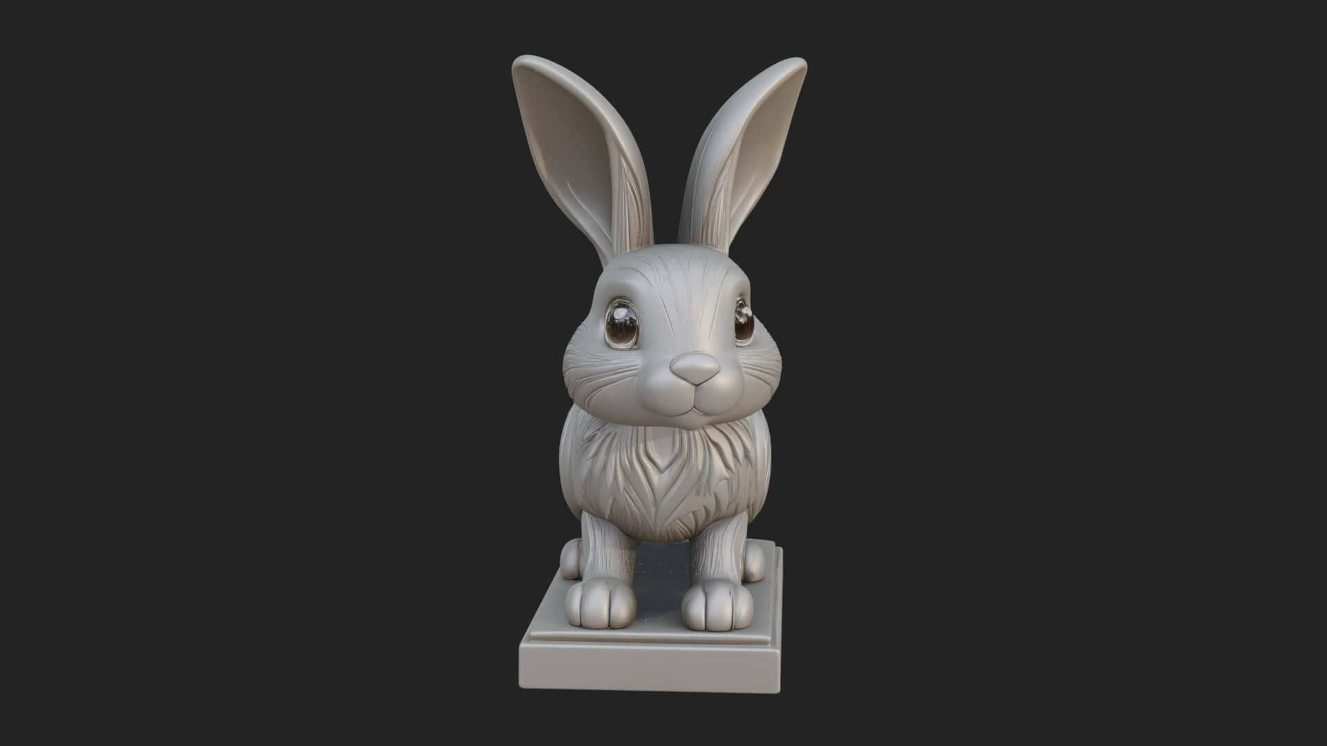Long Eared Rabbit Statue Design 1 3D Print Model 3D Model