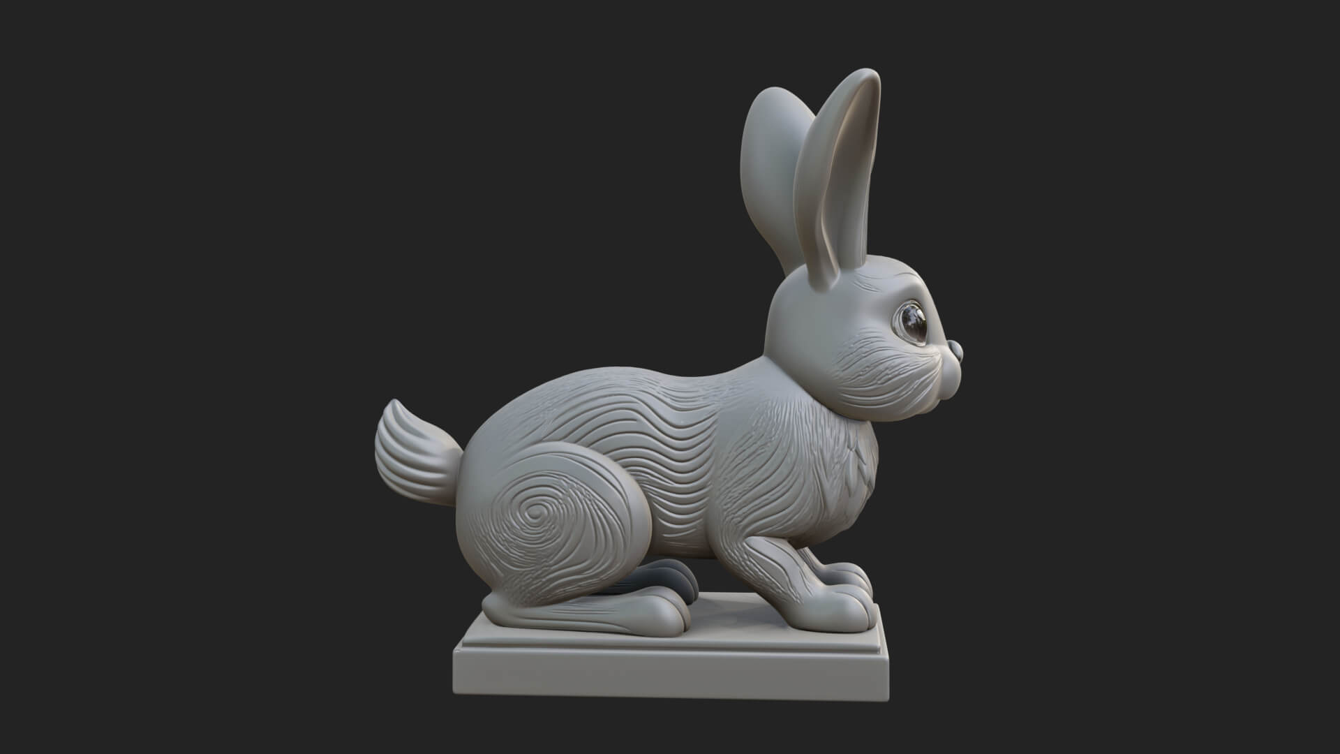 Long Eared Rabbit Statue Design 1 3D Print Model 3D Model