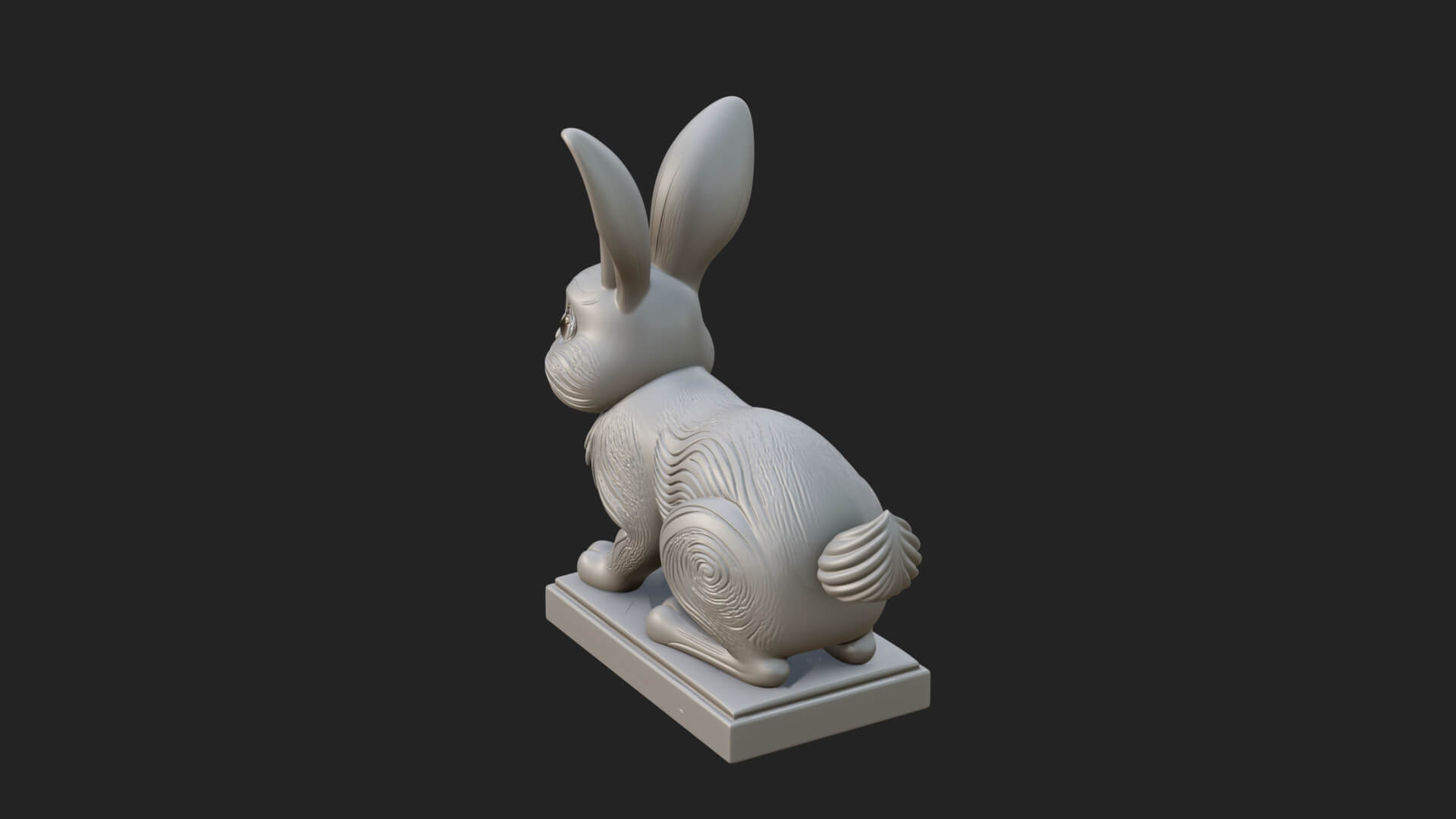 Long Eared Rabbit Statue Design 1 3D Print Model 3D Model