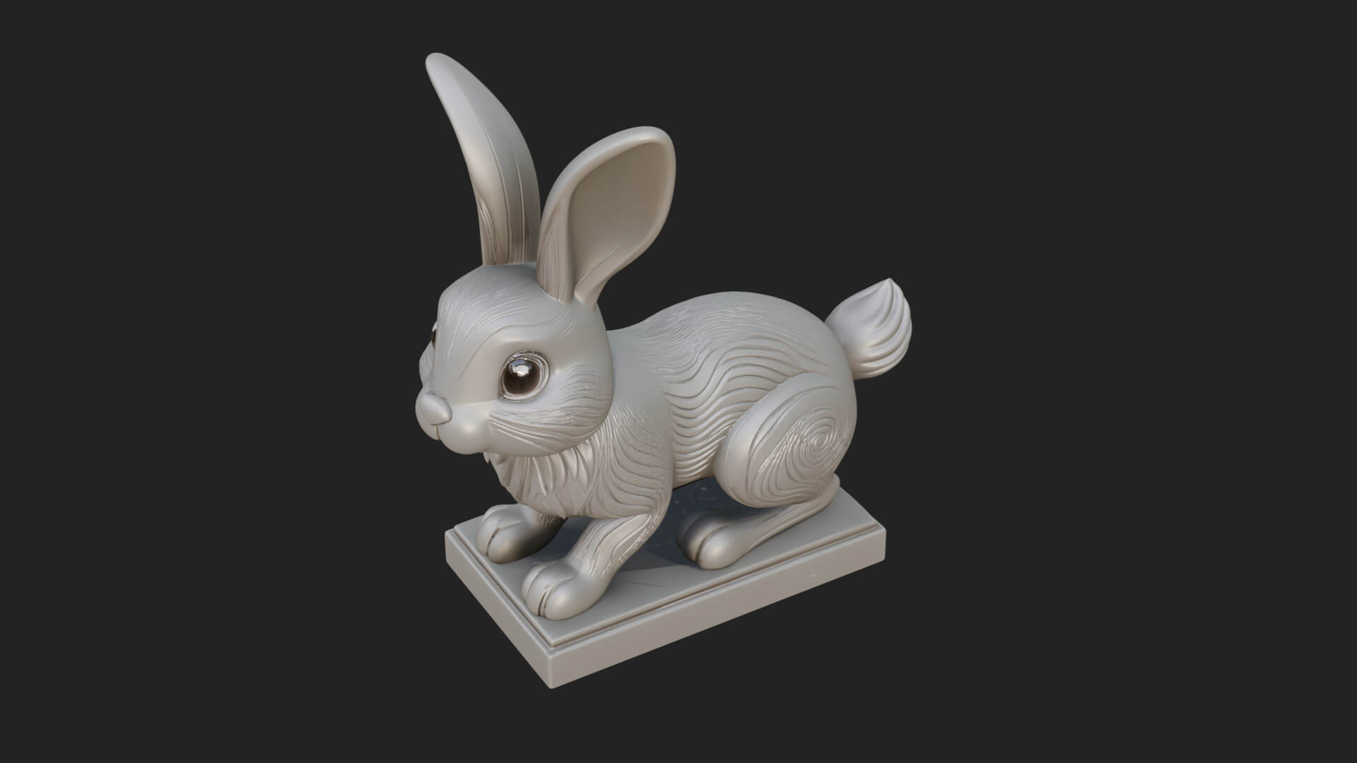 Long Eared Rabbit Statue Design 1 3D Print Model 3D Model
