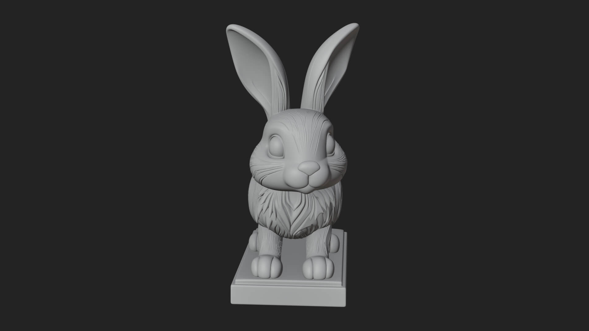 Long Eared Rabbit Statue Design 1 3D Print Model 3D Model
