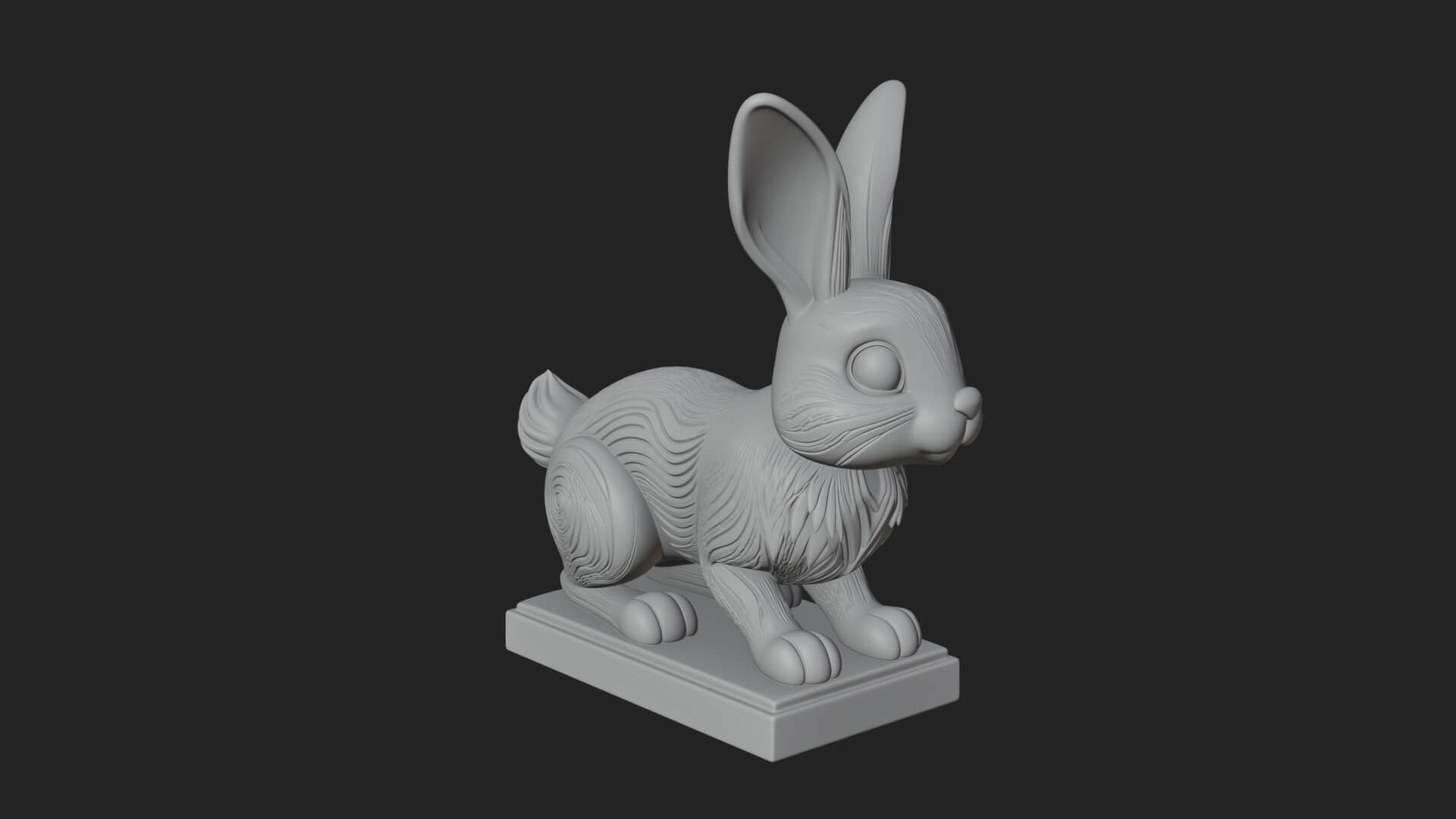 Long Eared Rabbit Statue Design 1 3D Print Model 3D Model