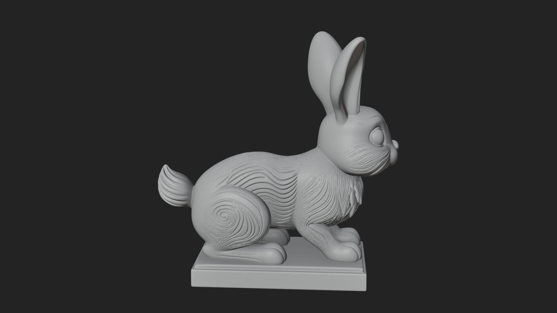 Long Eared Rabbit Statue Design 1 3D Print Model 3D Model