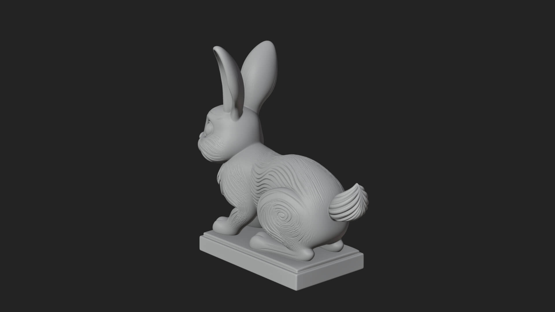 Long Eared Rabbit Statue Design 1 3D Print Model 3D Model