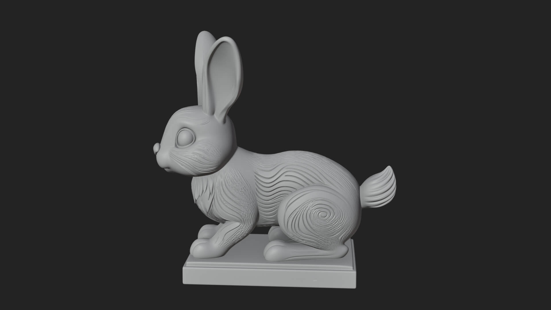 Long Eared Rabbit Statue Design 1 3D Print Model 3D Model
