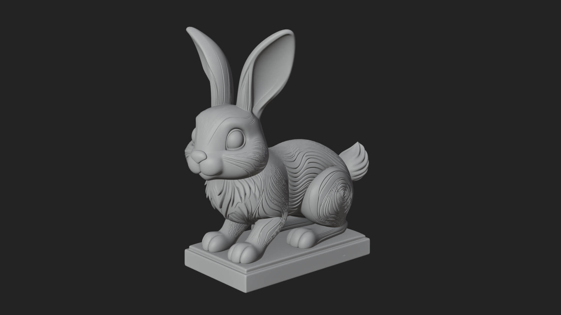 Long Eared Rabbit Statue Design 1 3D Print Model 3D Model