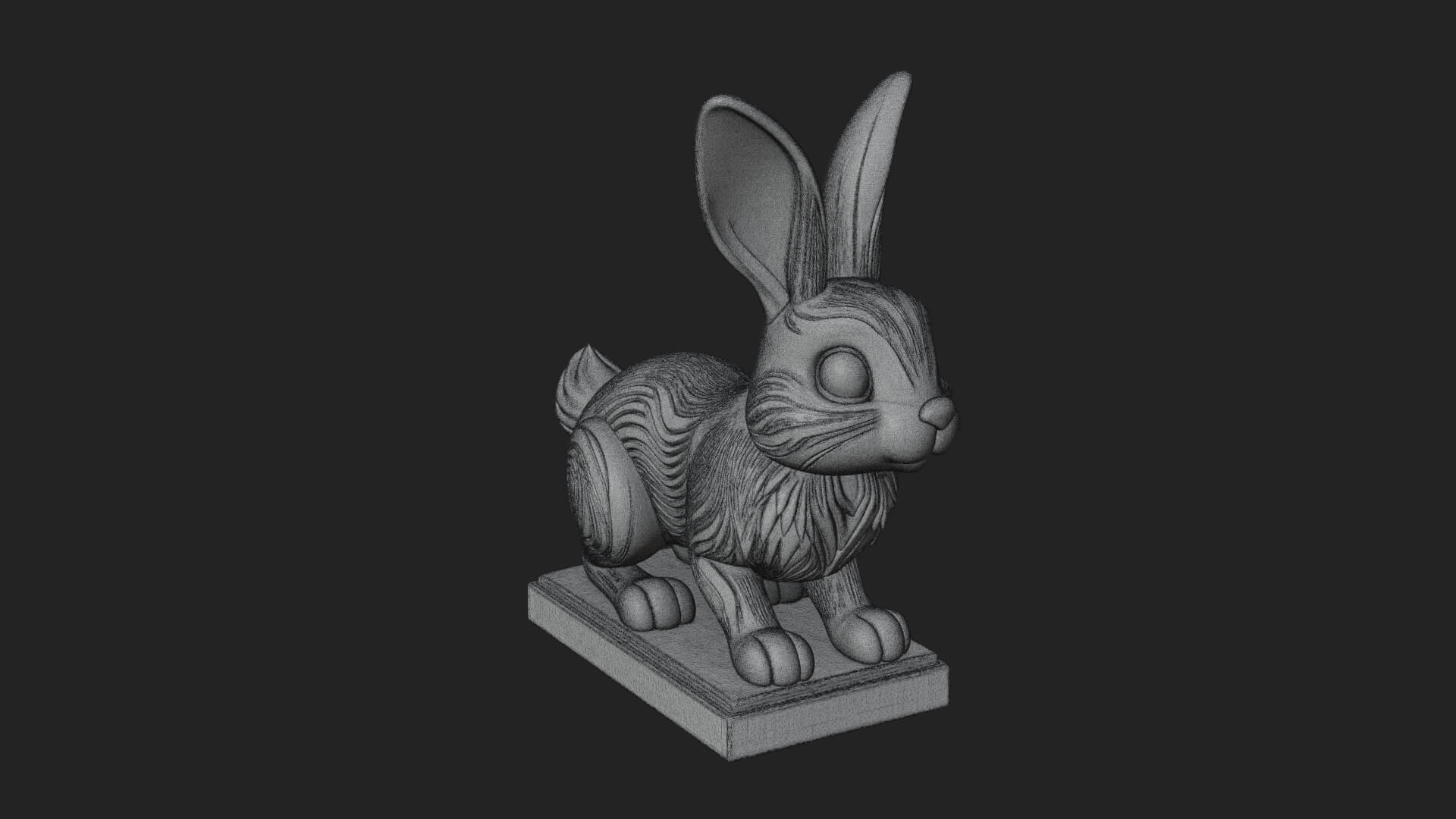 Long Eared Rabbit Statue Design 1 3D Print Model 3D Model