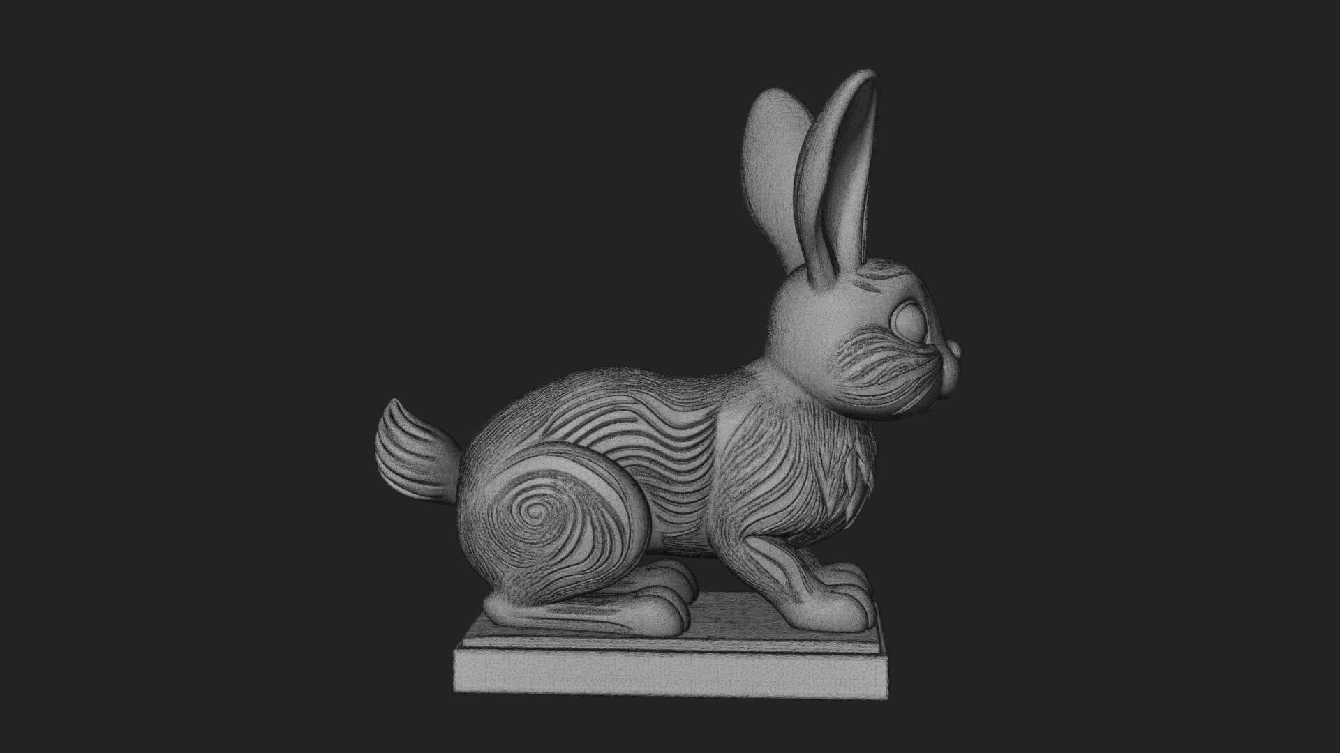 Long Eared Rabbit Statue Design 1 3D Print Model 3D Model