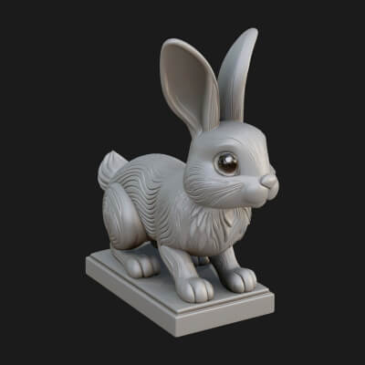 Long Eared Rabbit Statue Design 1 3D Print Model