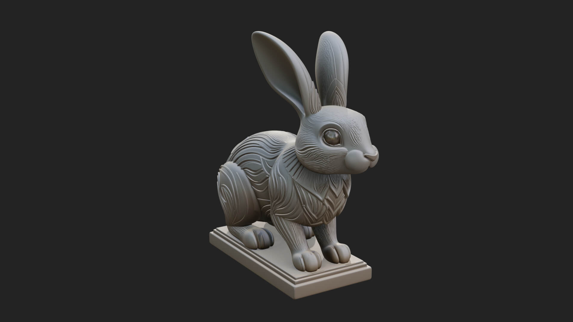 Long Eared Rabbit Statue Design 2 3D Print Model 3D Model
