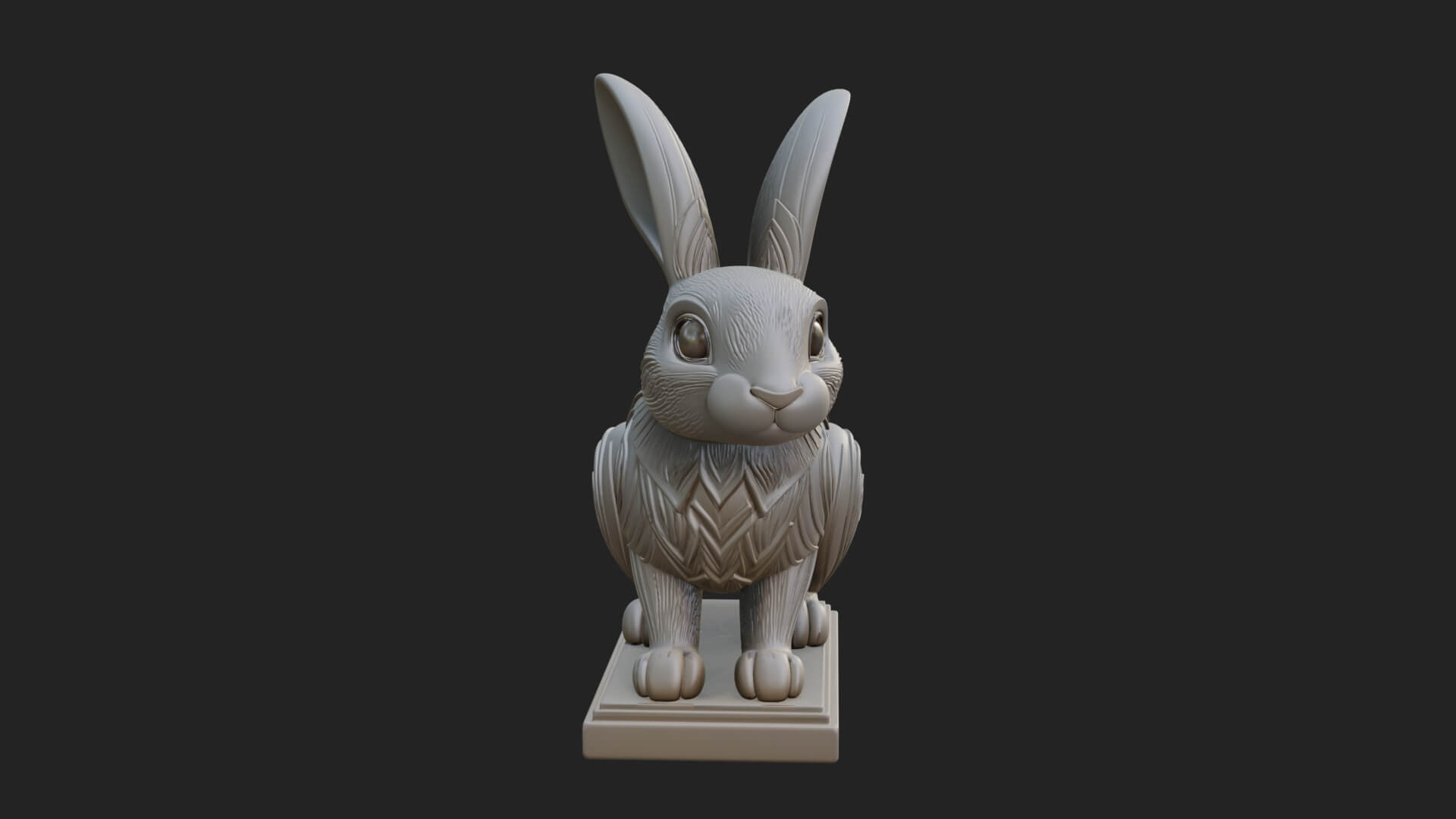 Long Eared Rabbit Statue Design 2 3D Print Model 3D Model
