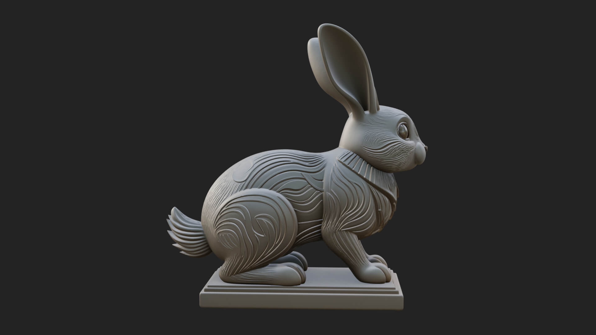 Long Eared Rabbit Statue Design 2 3D Print Model 3D Model