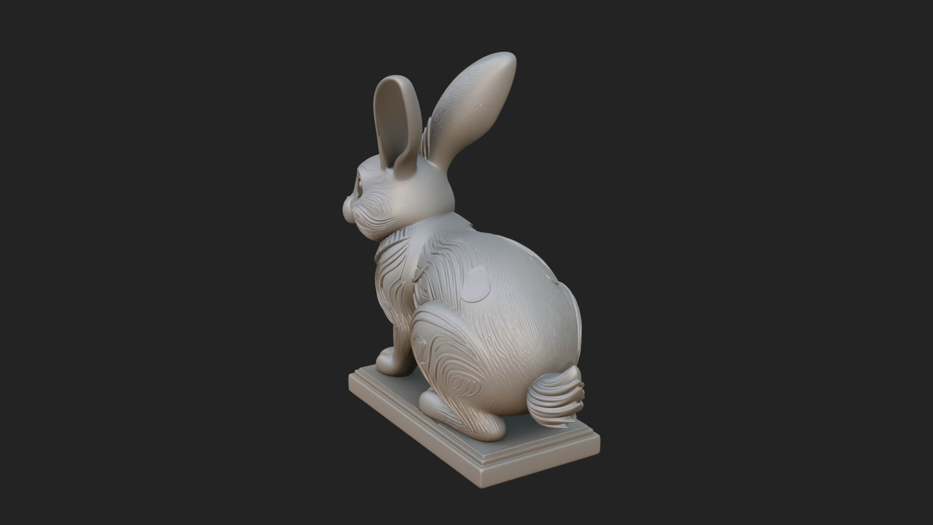Long Eared Rabbit Statue Design 2 3D Print Model 3D Model