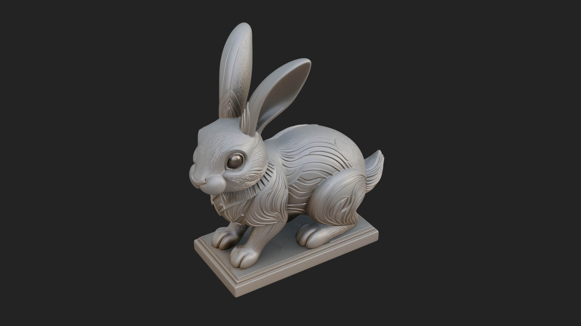 Long Eared Rabbit Statue Design 2 3D Print Model 3D Model