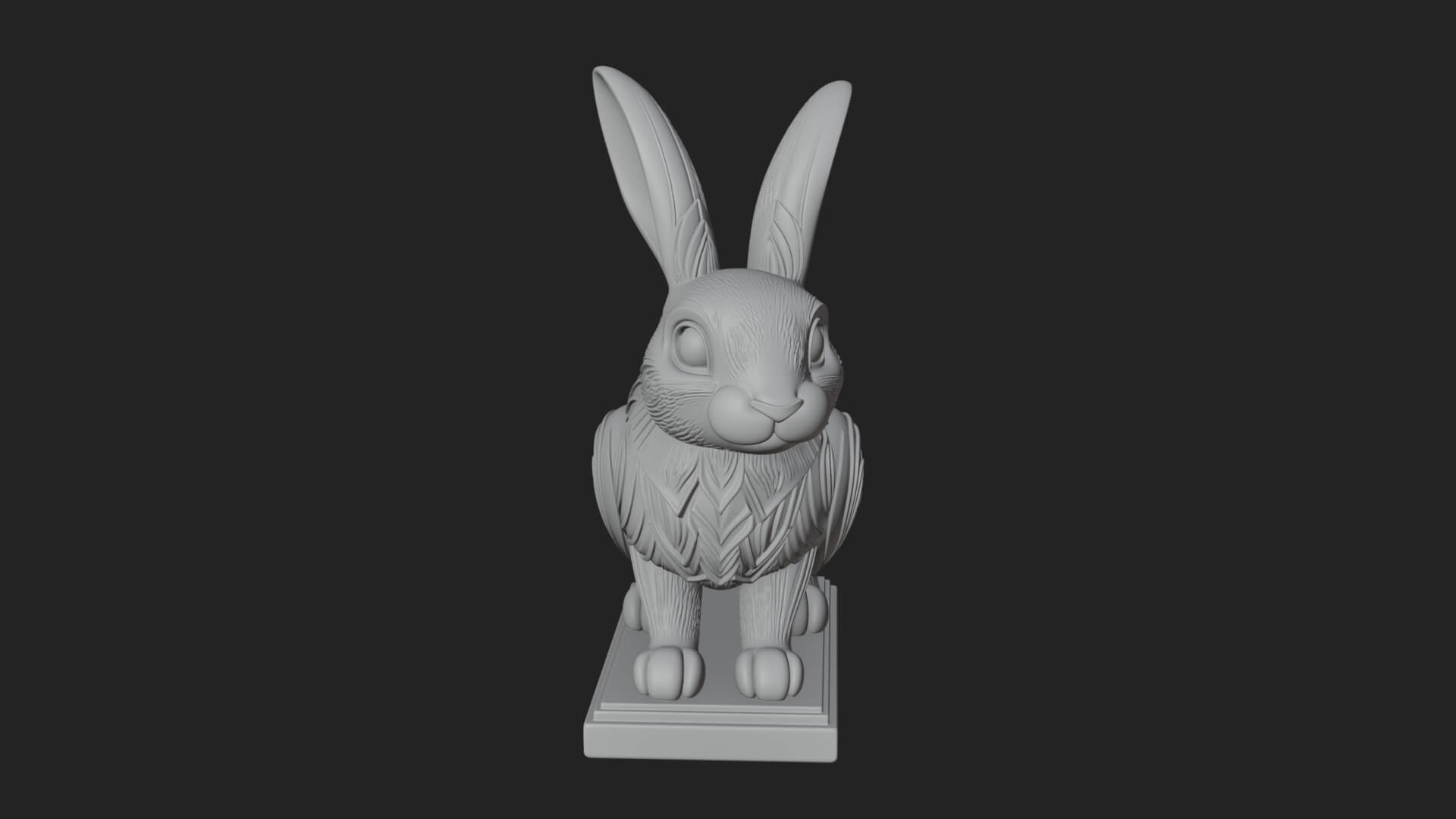 Long Eared Rabbit Statue Design 2 3D Print Model 3D Model