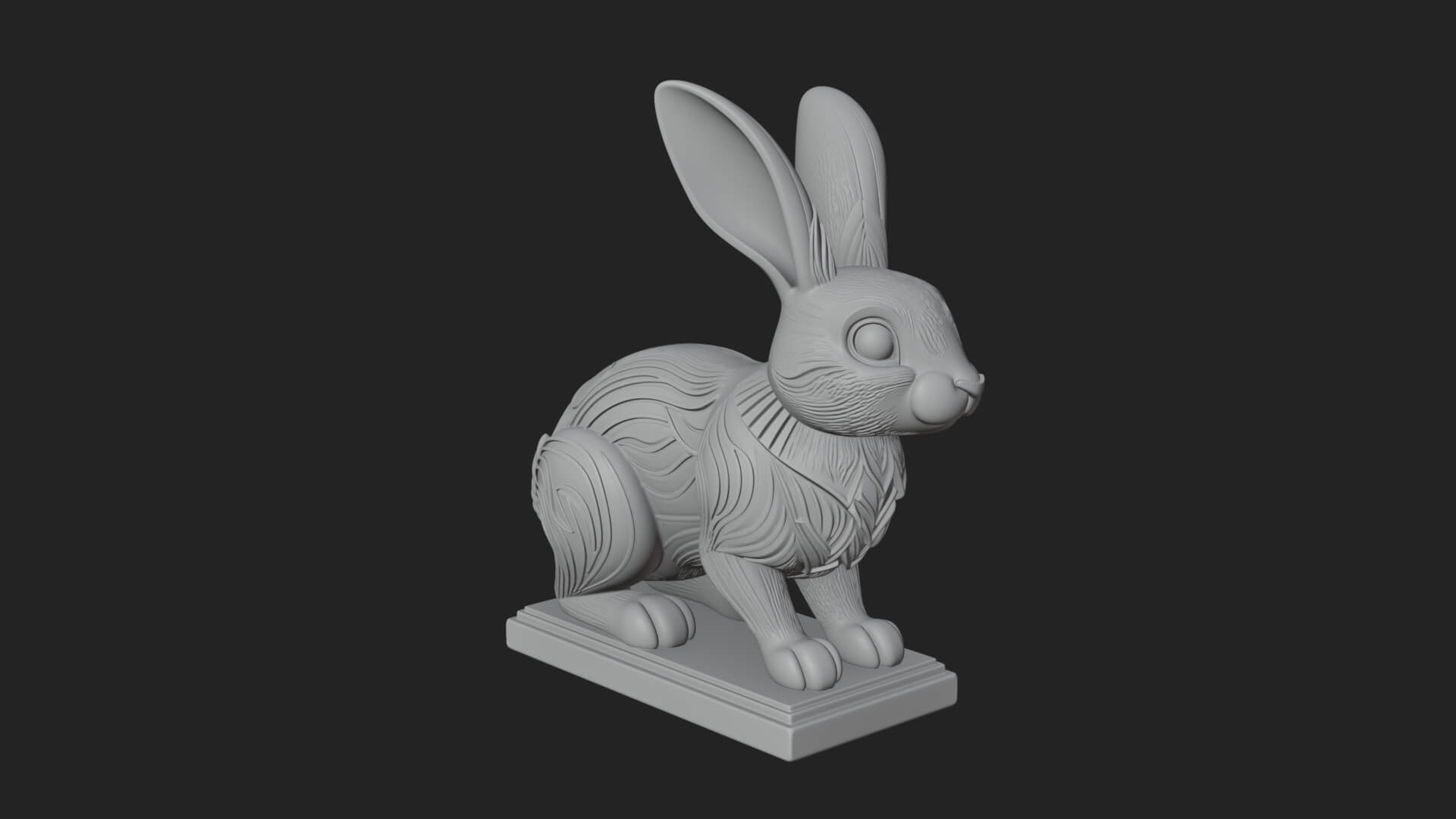 Long Eared Rabbit Statue Design 2 3D Print Model 3D Model