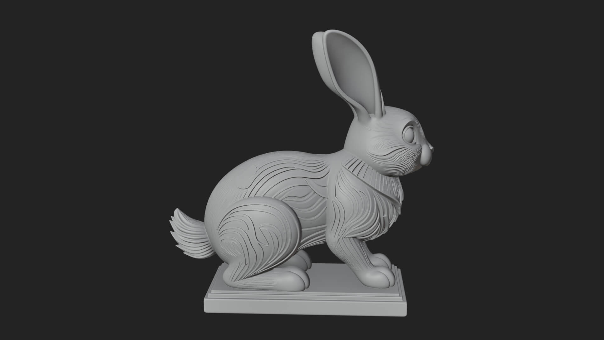 Long Eared Rabbit Statue Design 2 3D Print Model 3D Model