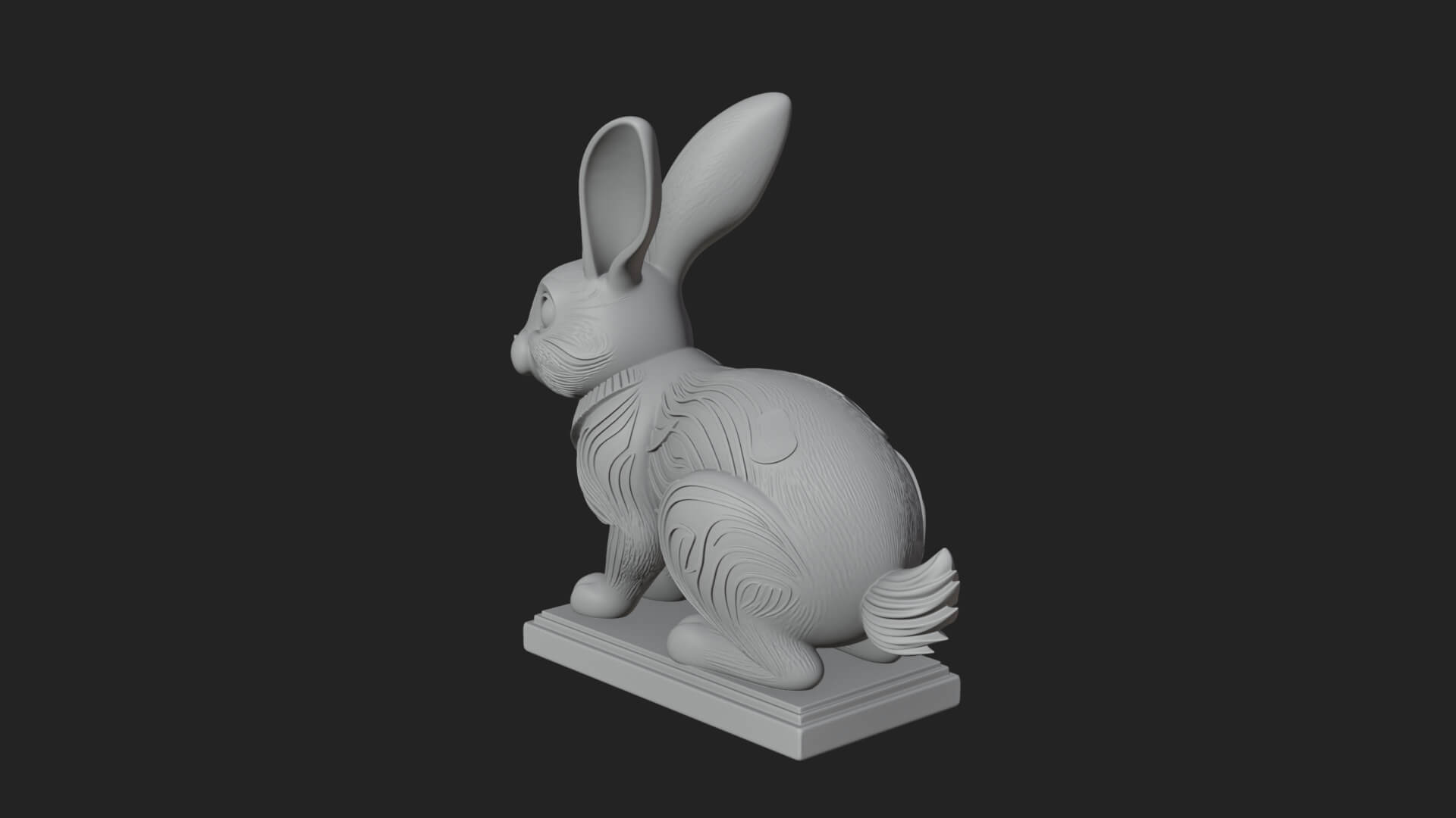 Long Eared Rabbit Statue Design 2 3D Print Model 3D Model