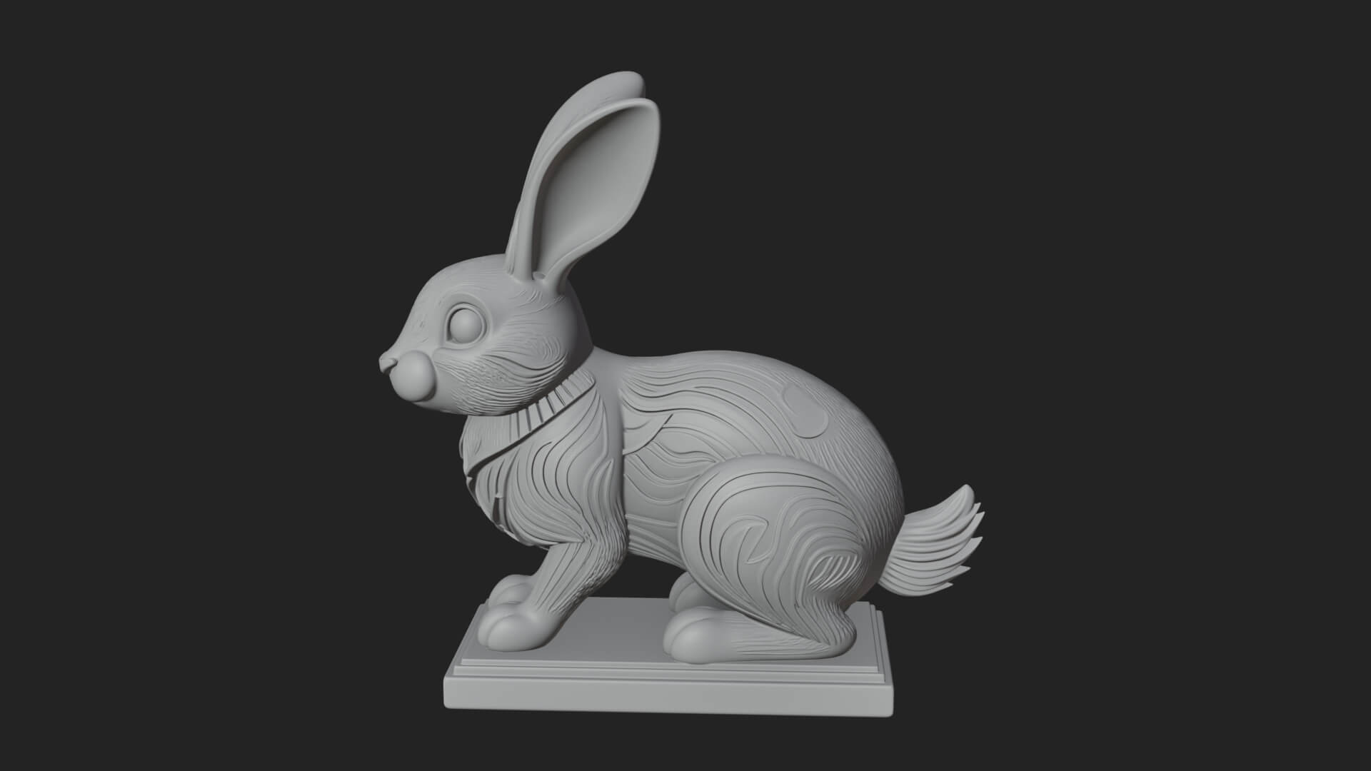 Long Eared Rabbit Statue Design 2 3D Print Model 3D Model