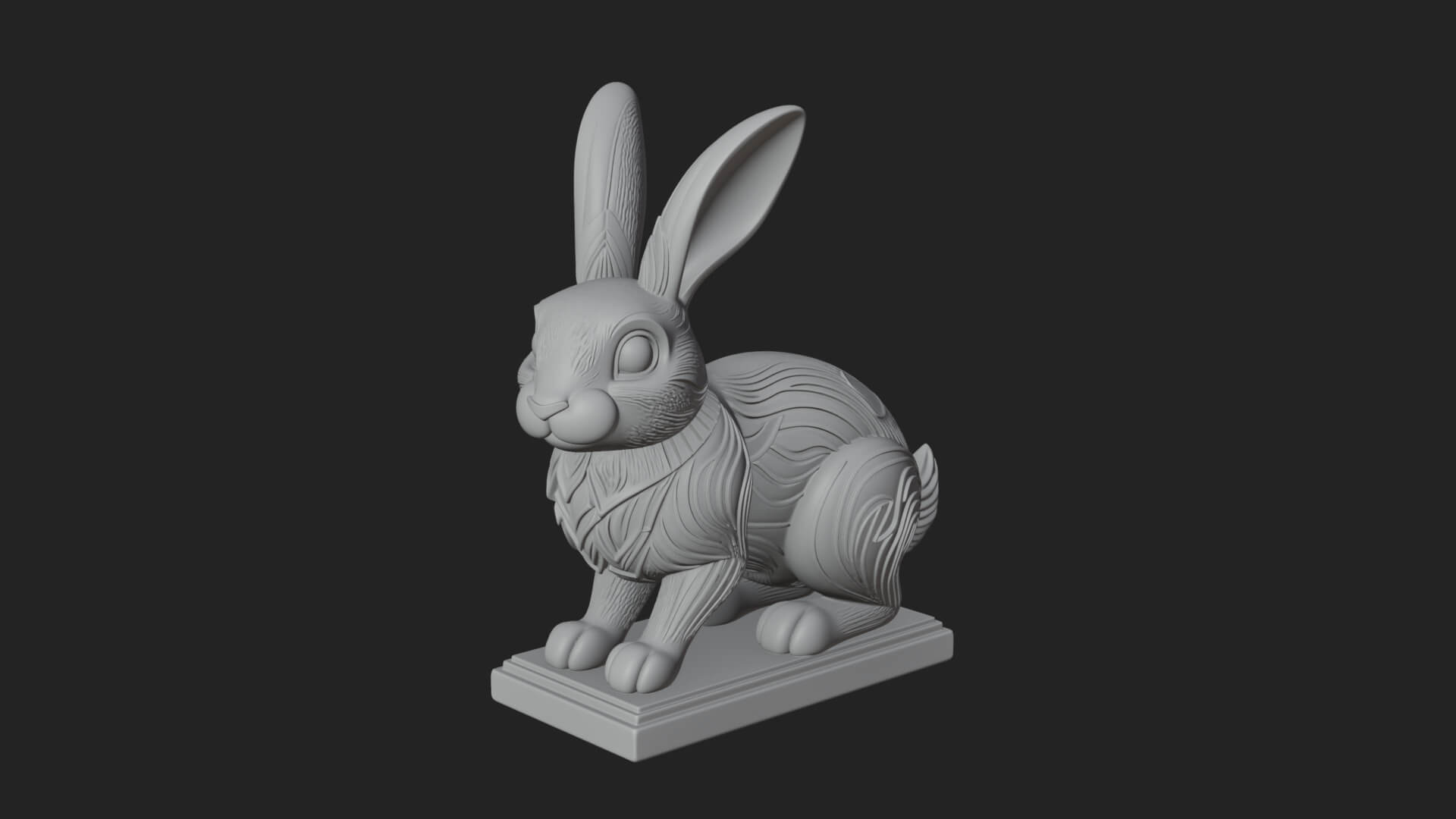Long Eared Rabbit Statue Design 2 3D Print Model 3D Model