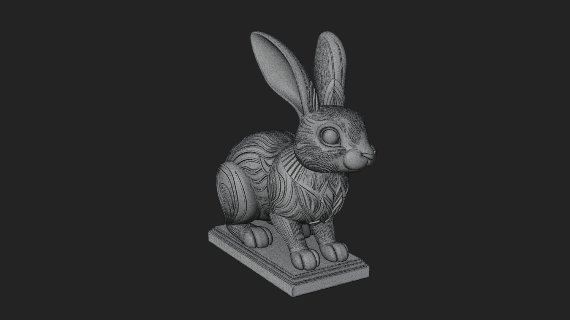 Long Eared Rabbit Statue Design 2 3D Print Model 3D Model
