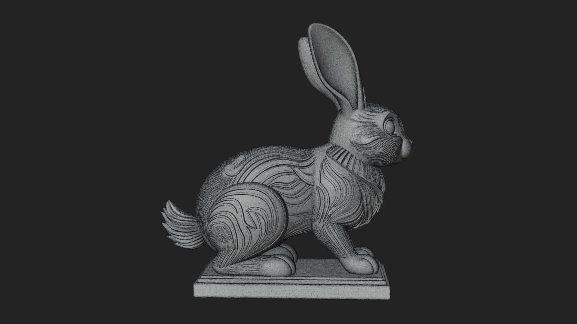Long Eared Rabbit Statue Design 2 3D Print Model 3D Model